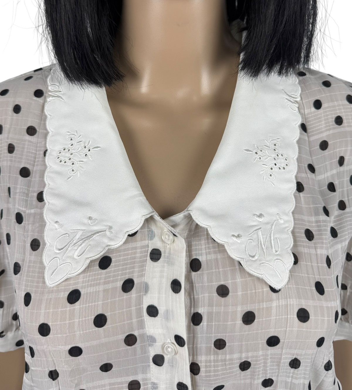 Maje Maje Polka Dot Peter Pan Collar Button Up Viscose Polyester Size S / US 4 / IT 40 - 3 Thumbnail