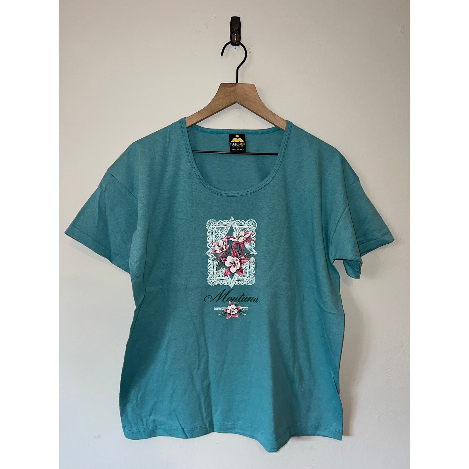 Vintage Women's Montana Floral Flower Green Top Shirt Women L Large Size L / US 10 / IT 46 - 1 Thumbnail