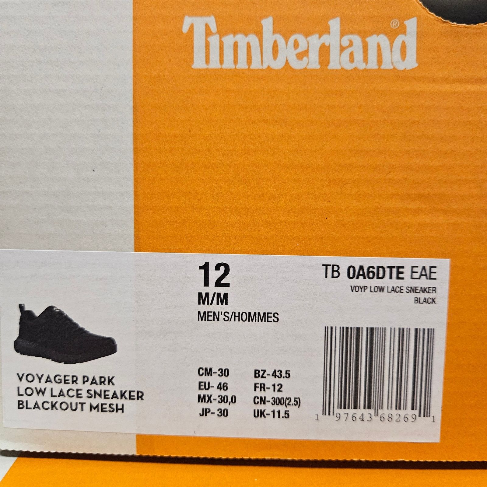 Timberland TIMBERLAND MEN'S 12 VOYAGER PARK LOW LACE SNEAKER BLACKOUT Size US 12 / EU 45 - 9 Thumbnail