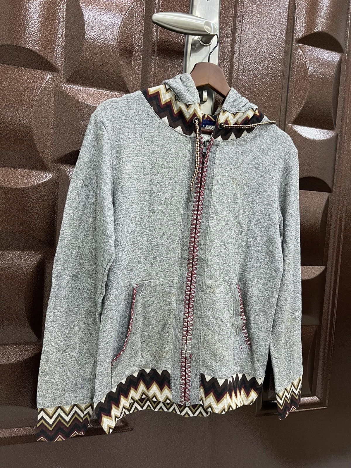 Japanese Brand Street Nordic Geometric Pullover Zipper Hooded Sweater Size S / US 4 / IT 40 - 3 Thumbnail