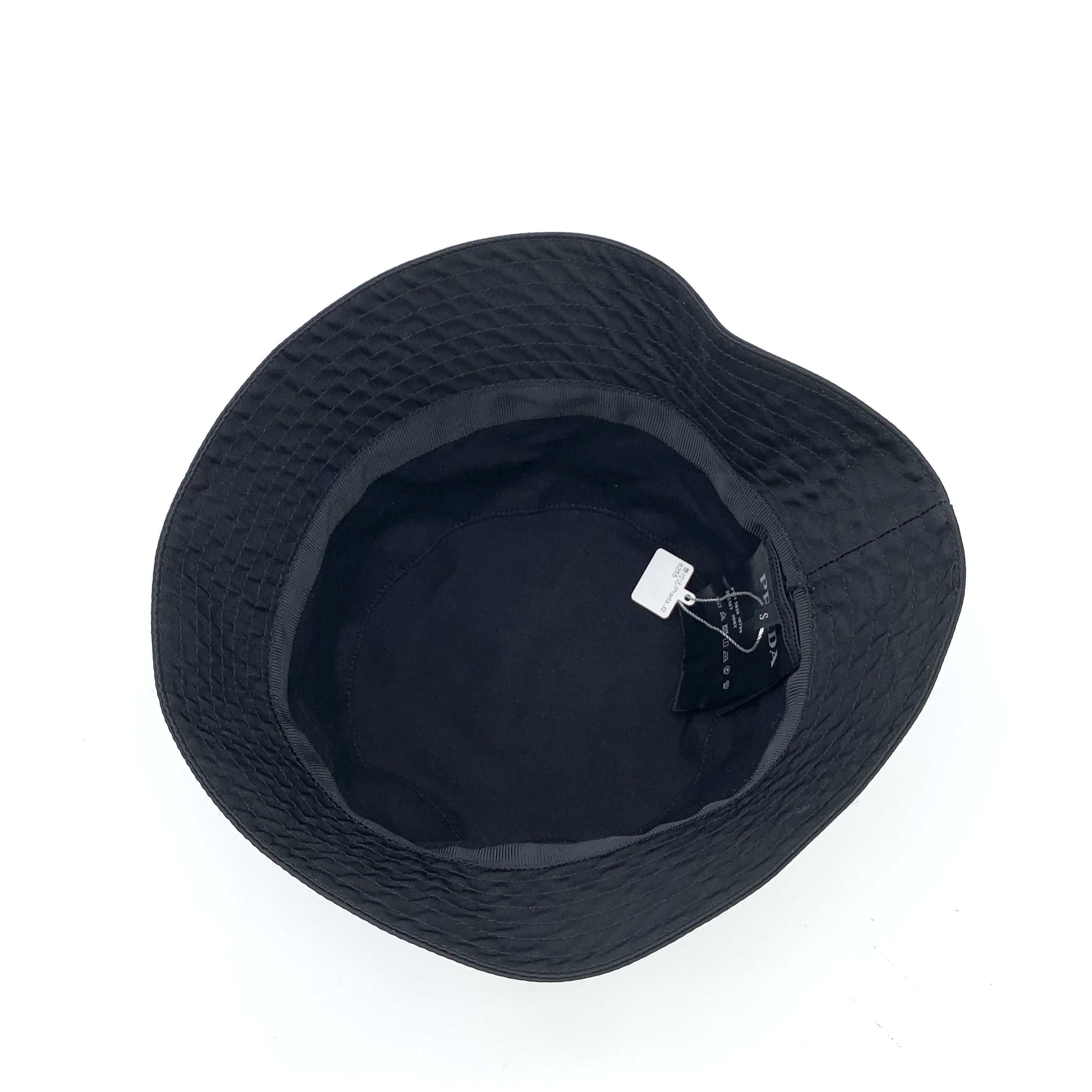 Prada Prada Black Triangle Logo Cotton Bucket Hat (Size S) Size ONE SIZE - 5 Thumbnail