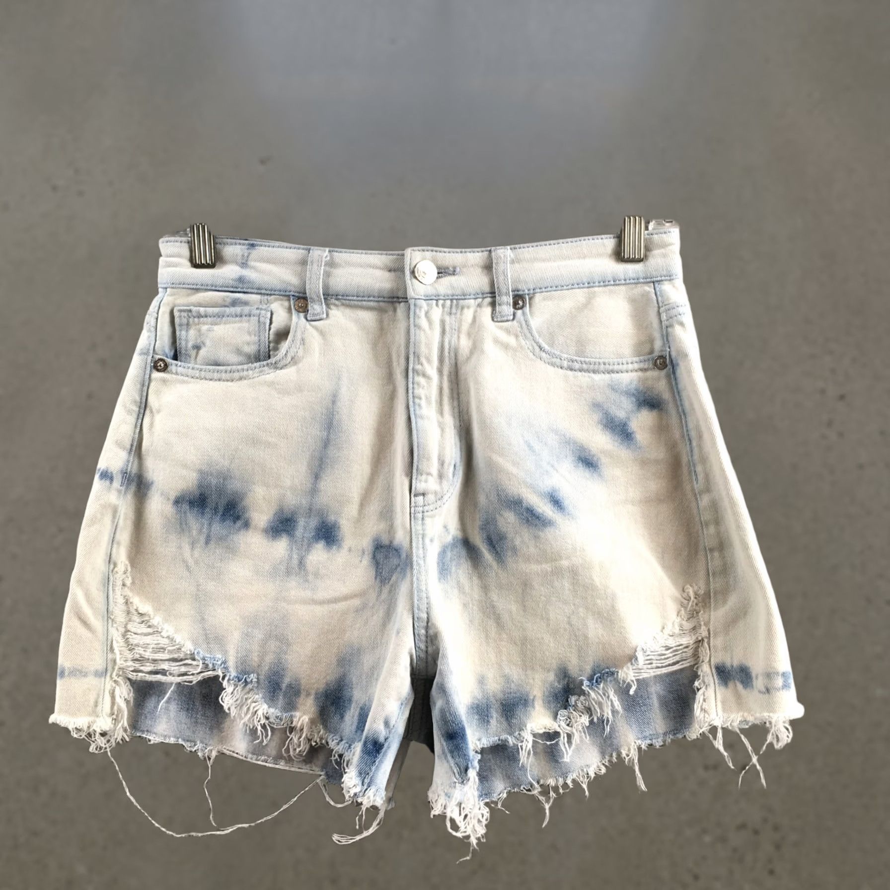 American Eagle Outfitters American Eagle Shorts Womens 4 Blue Tie Dye Distressed Cutoff Zip Fly Denim Size 27" / US 4 / IT 40 - 1 Thumbnail