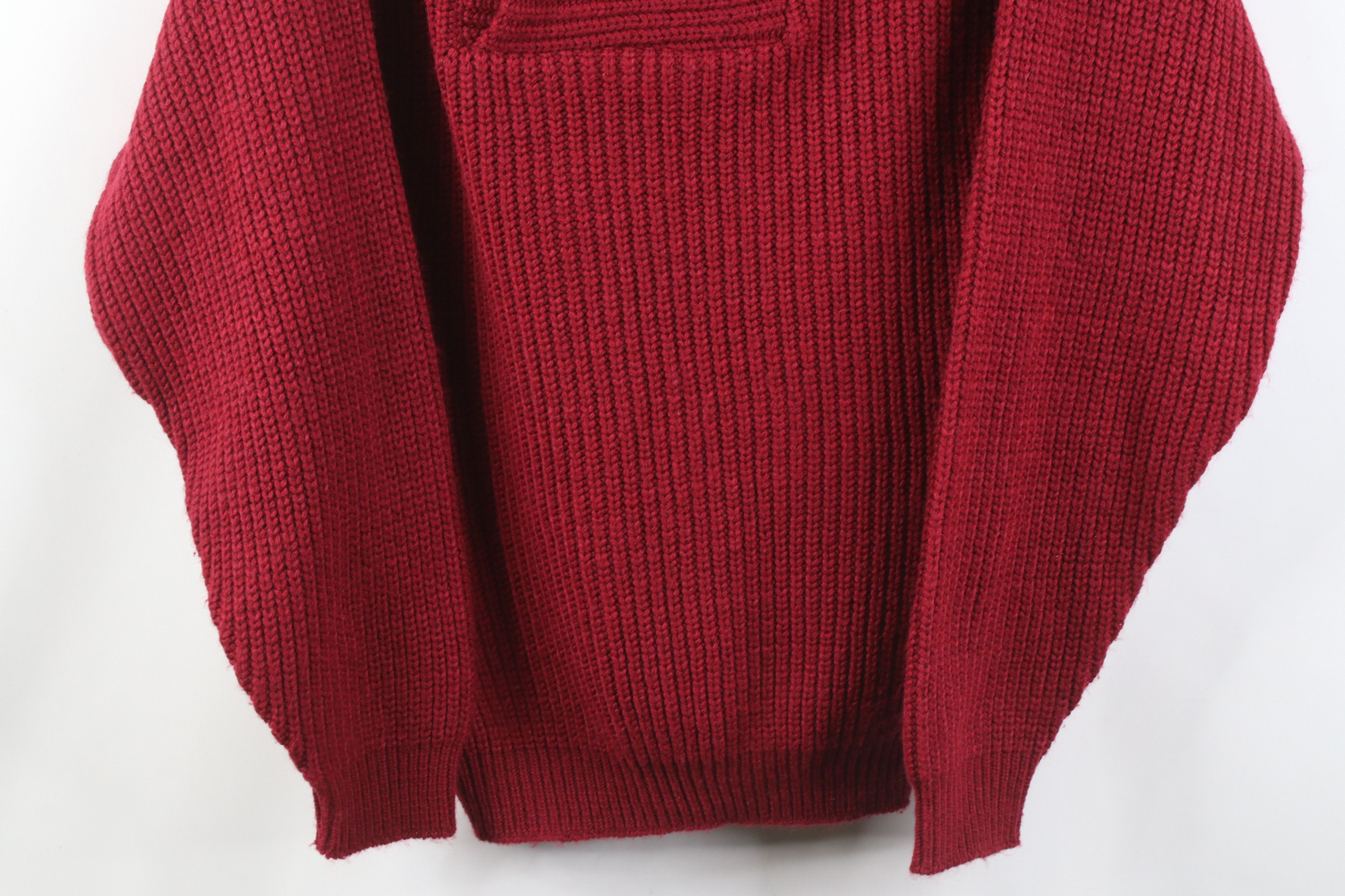 Vintage Vintage 70s Streetwear Chunky Ribbed Shawl Sweater Red USA Size US L / EU 52-54 / 3 - 3 Thumbnail
