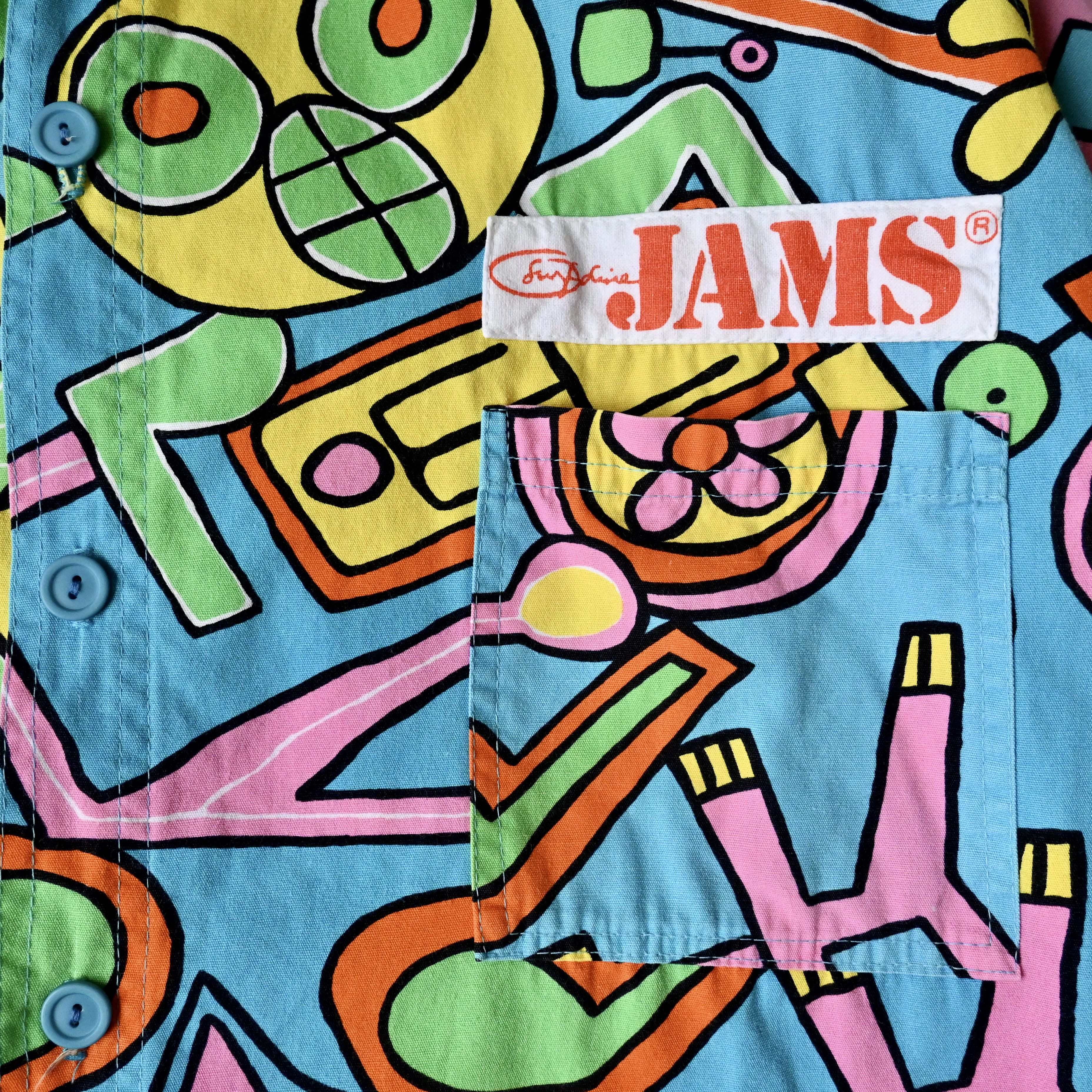 Jams World VTG 80s JAMS Surfline postmodern art cotton shirt XL, robot Size US XL / EU 56 / 4 - 6 Thumbnail