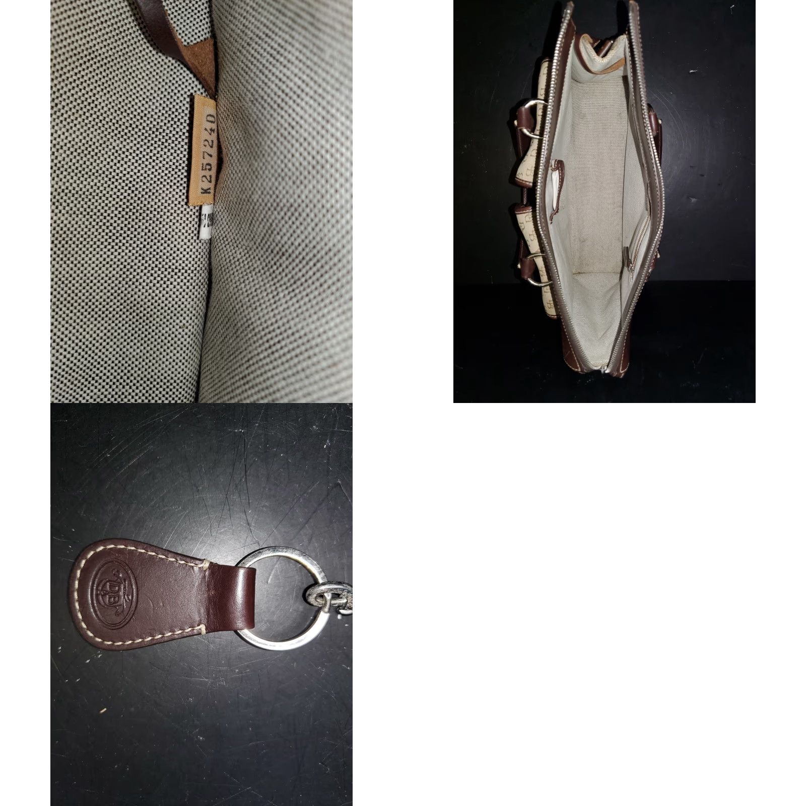 Dooney & Bourke VINTAGE Dooney & Bourke Signature Jacquard Mocha Double Pocket Handbag/Tote Bag Women Medium Brown 10x12in Logo Classic Designer Tote Size ONE SIZE - 8 Thumbnail