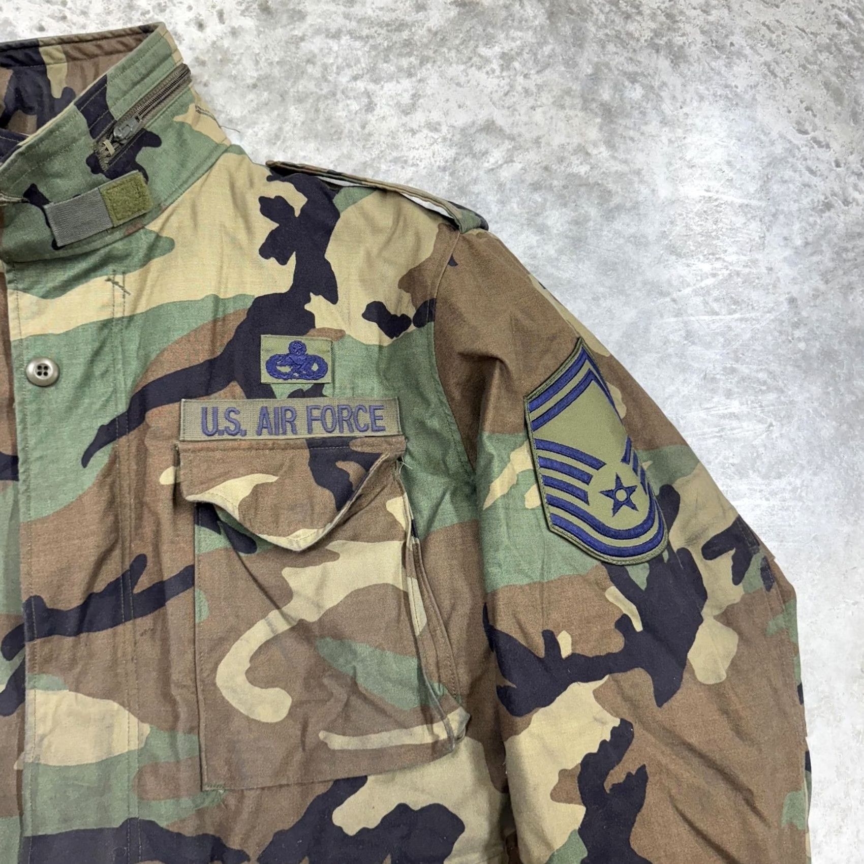 American Apparel VINTAGE U.S. Air Force Jacket Mens Large Short Woodland Camo M-65 Field Coat 90s Size US 33 - 3 Thumbnail