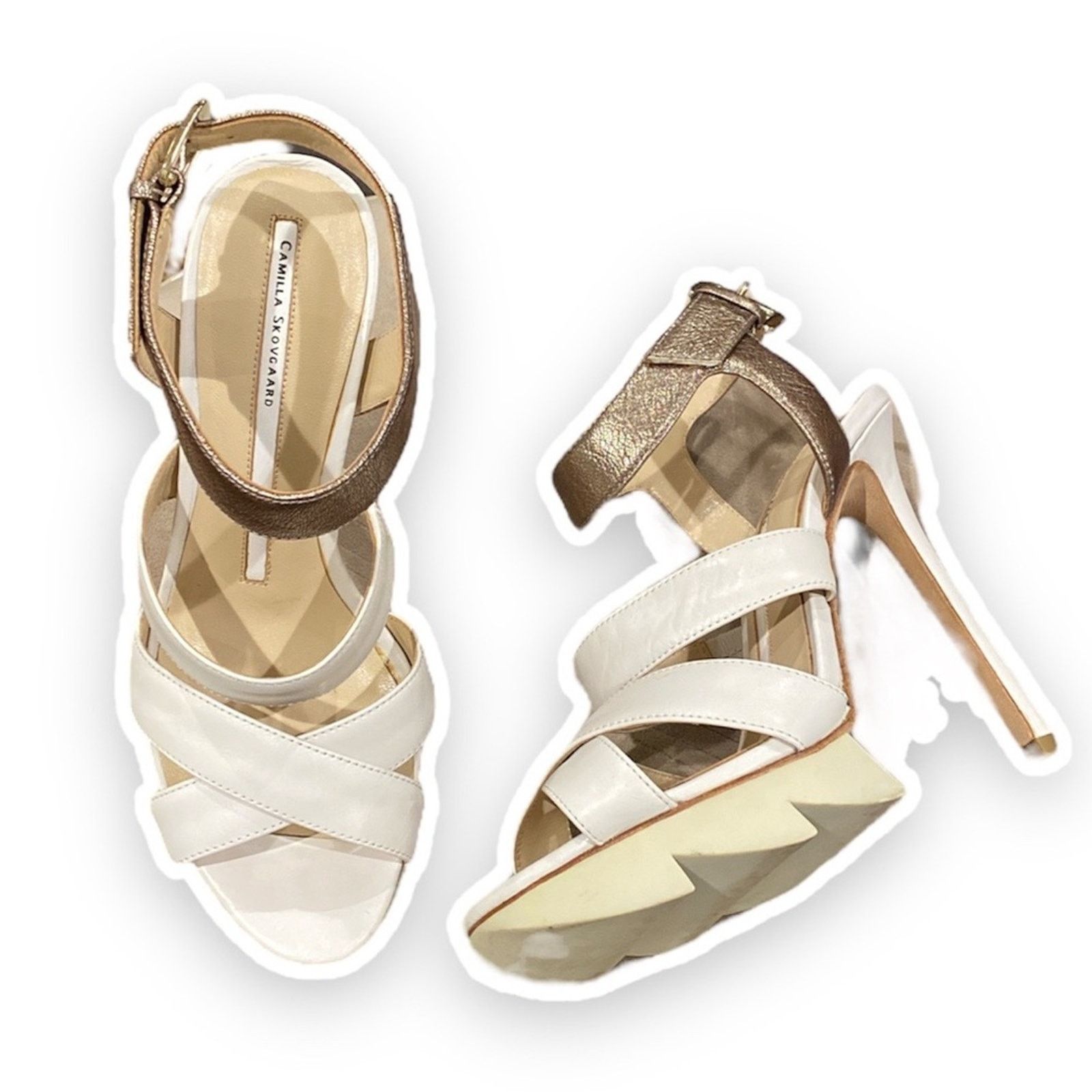 Designer Camilla Skovgaard Morlun Platform Sandals White Size US 7.5 / IT 37.5 - 2 Thumbnail