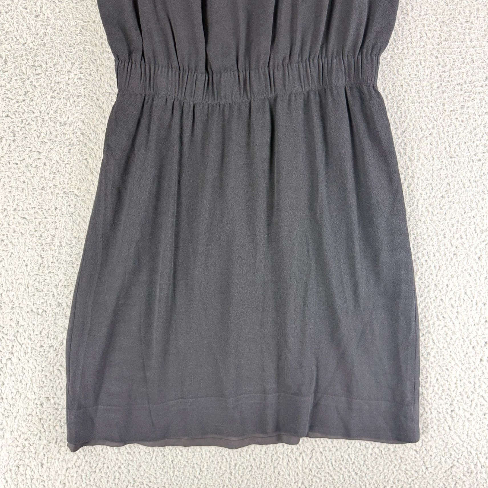 Vintage Kate Spade New York Mini Dress Black V-Neck Ruffle Sleeve 8 Womens/Size 8 Short Sleeve Crepe Fluid Pattern: Solid Size M / US 6-8 / IT 42-44 - 3 Thumbnail