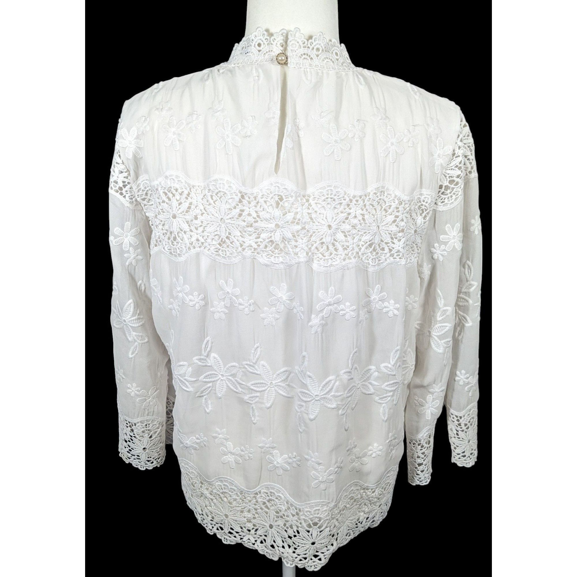Other Lollipop White Floral Embroidered Vintage Style Top Size Med Size M / US 6-8 / IT 42-44 - 2 Thumbnail