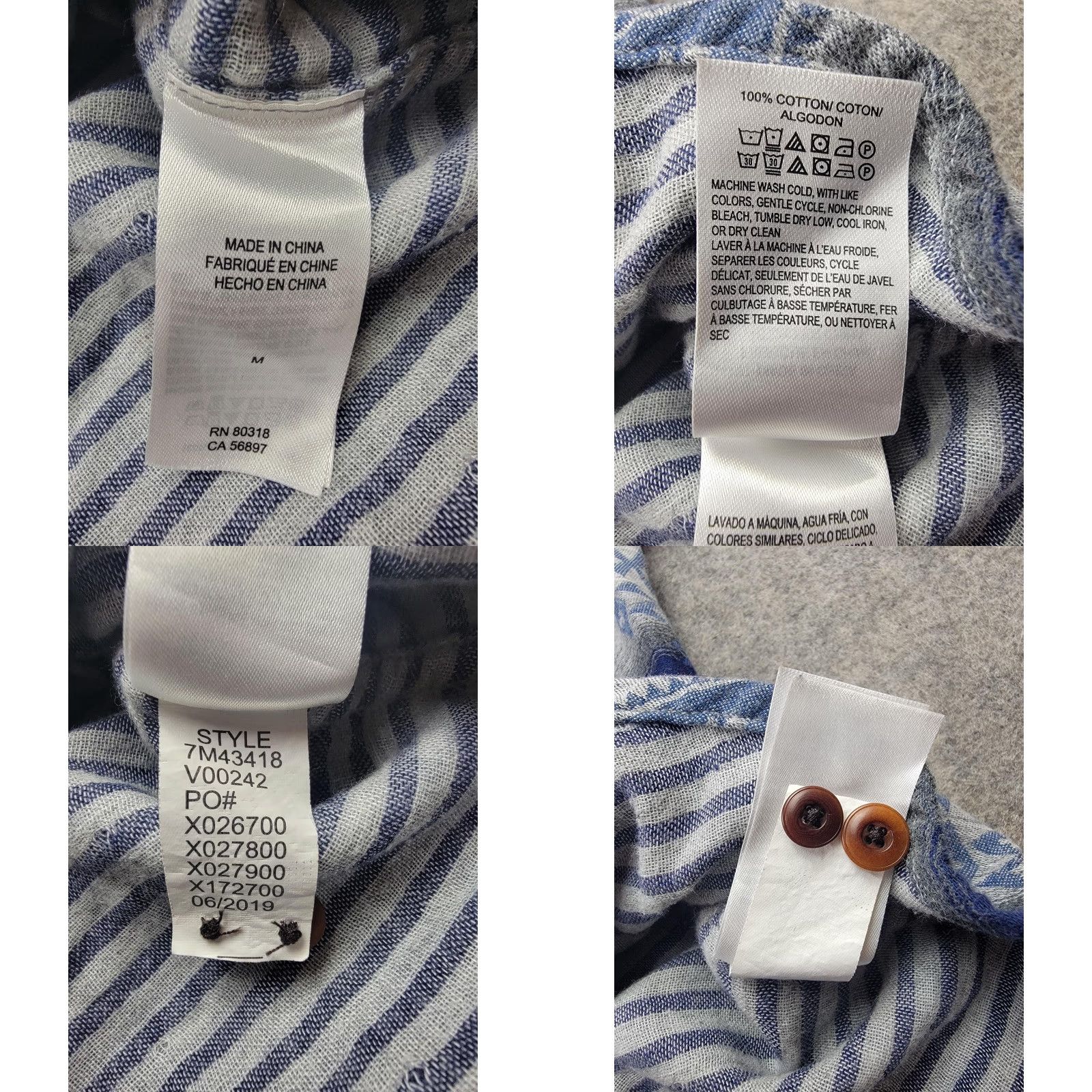 Lucky Brand Lucky Brand Shirt Mens Medium Gray Aztec Southwestern Double Weave Silver City Geometric Bohemian Western Button-Up Long Sleeve Pockets Size US M / EU 48-50 / 2 - 8 Thumbnail