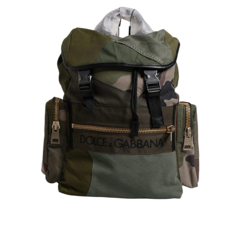 Dolce & Gabbana Dolce & Gabbana Military Green Patchwork Travel Backpack Bag Size ONE SIZE - 1 Thumbnail