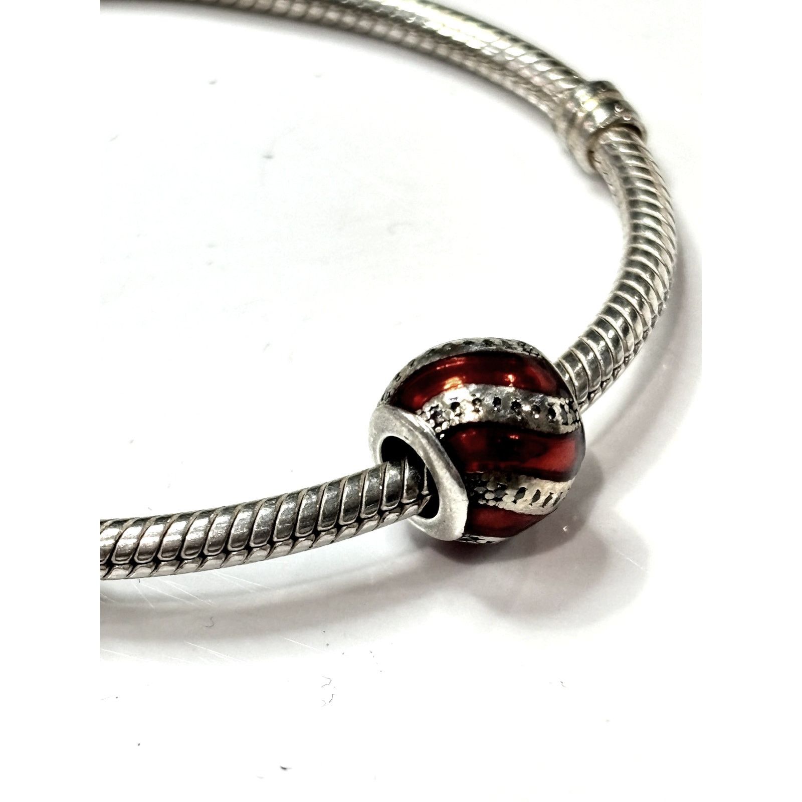 Other EUROPEAN BEADS Silver Tone & Red Enamel Pave Christmas Bead Size ONE SIZE - 1 Thumbnail