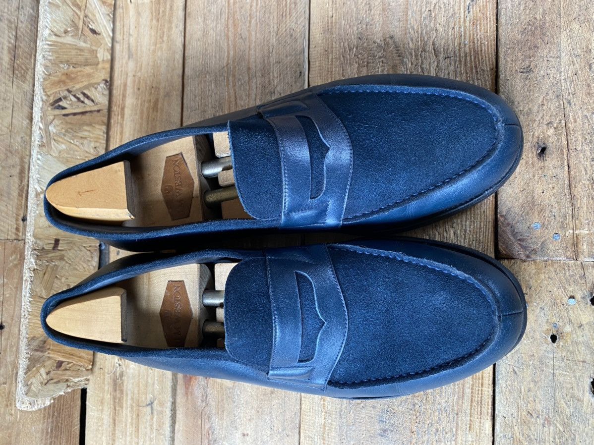 J.M. Weston J.M.Weston 180 blue suede penny loafers sz uk 9E US 10 Size US 9.5 / EU 42-43 - 14 Thumbnail