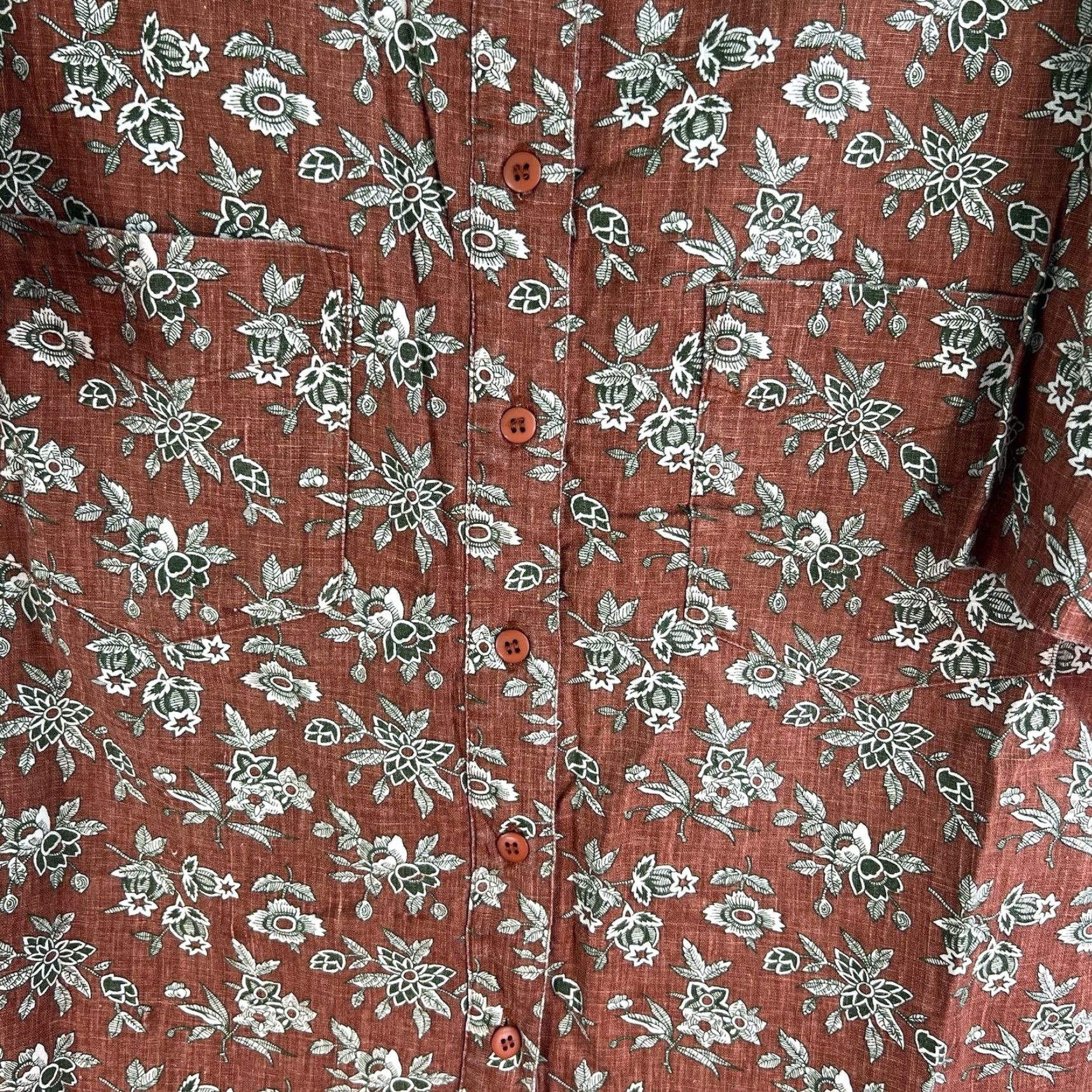 Vintage Gitano Button-Up Shirt Women’s 18W Brown Floral Short Sleeve Size XXL / US 16-18 / IT 52-54 - 6 Thumbnail