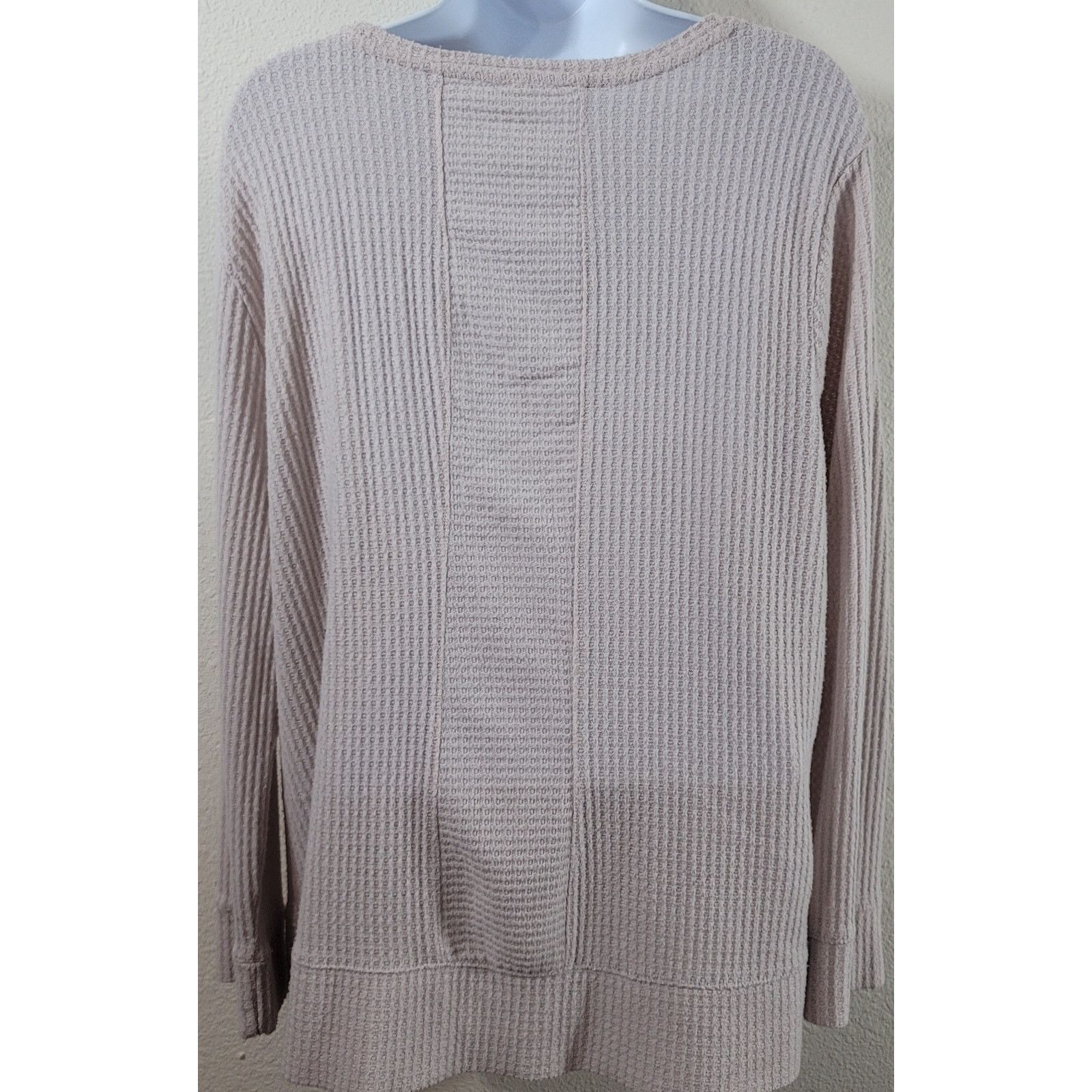 Other Green Tea Light Pink Waffle Knit Top Large Lightweight Soft Size L / US 10 / IT 46 - 2 Thumbnail