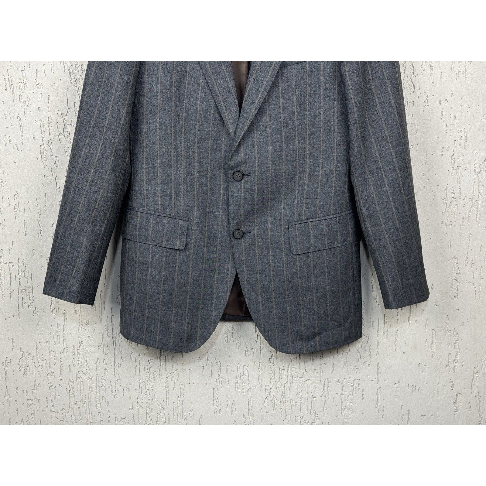 Suitsupply Suitsupply Gray Striped Havana VBC Wool Blazer Sport Jacket Size 36R - 4 Thumbnail