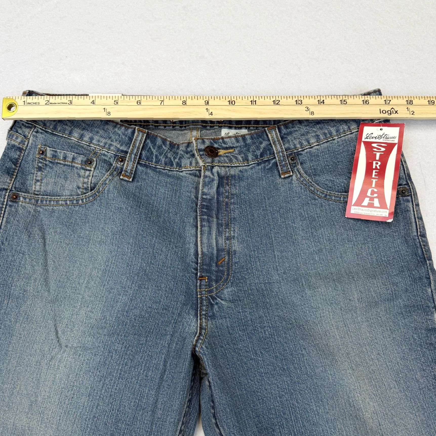 Vintage Levi Strauss Signature Jeans Womens 12 Blue Slim Bootcut Stretch 34x32 NWT Size 34" / US 12 / IT 48 - 6 Thumbnail