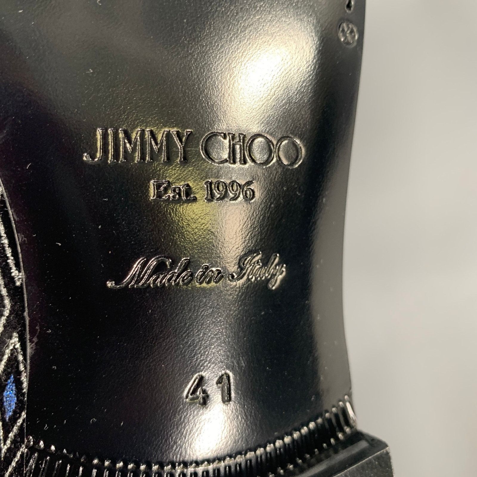 Jimmy Choo JIMMY CHOO Size 8 Navy Black Diamond Velvet Loafers Size US 8 / EU 41 - 7 Thumbnail