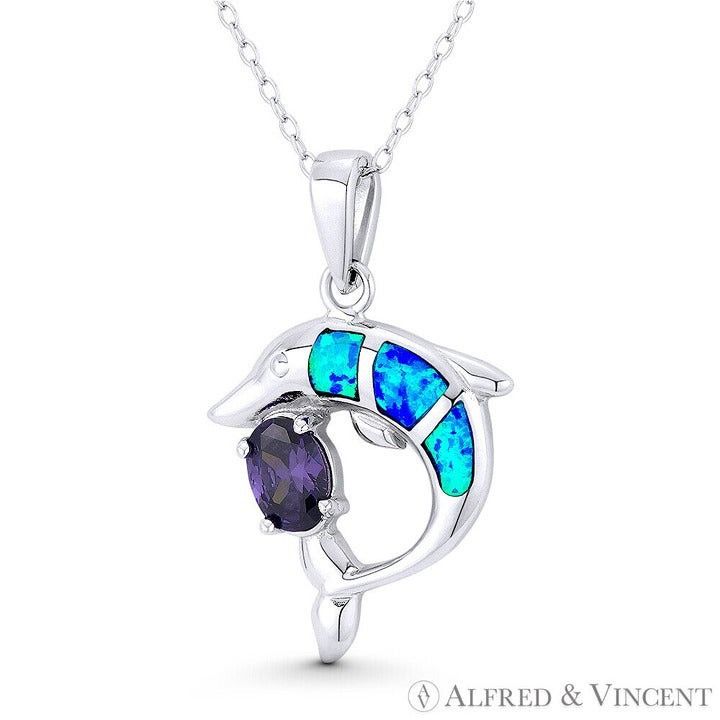 Other Dolphin Sealife Charm Boho Lab-Created Opal & CZ Pendant Size ONE SIZE - 1 Preview