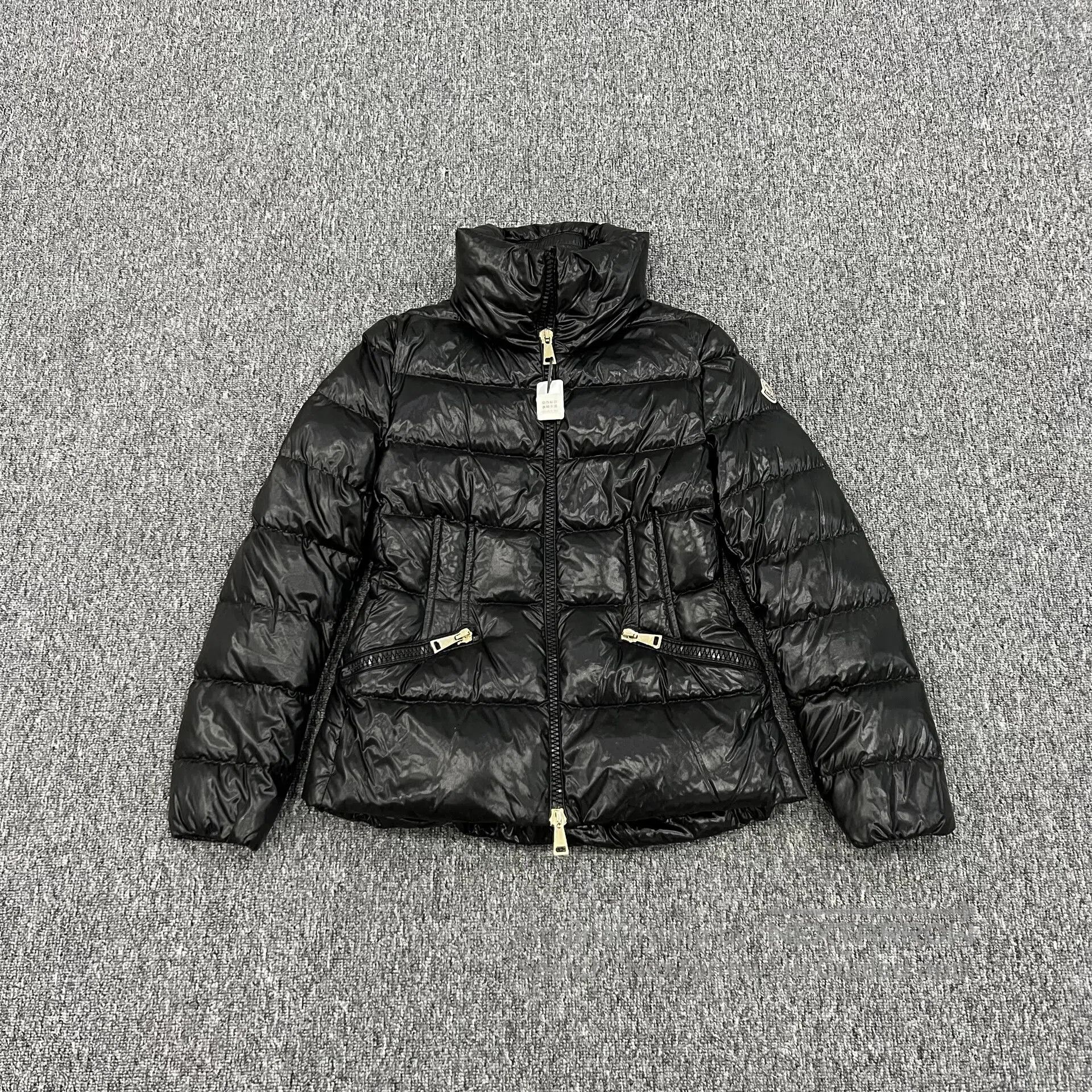 Moncler Moncler size 2 Daphne sleeve tag logo; black, fitted down j Size M / US 6-8 / IT 42-44 - 1 Thumbnail