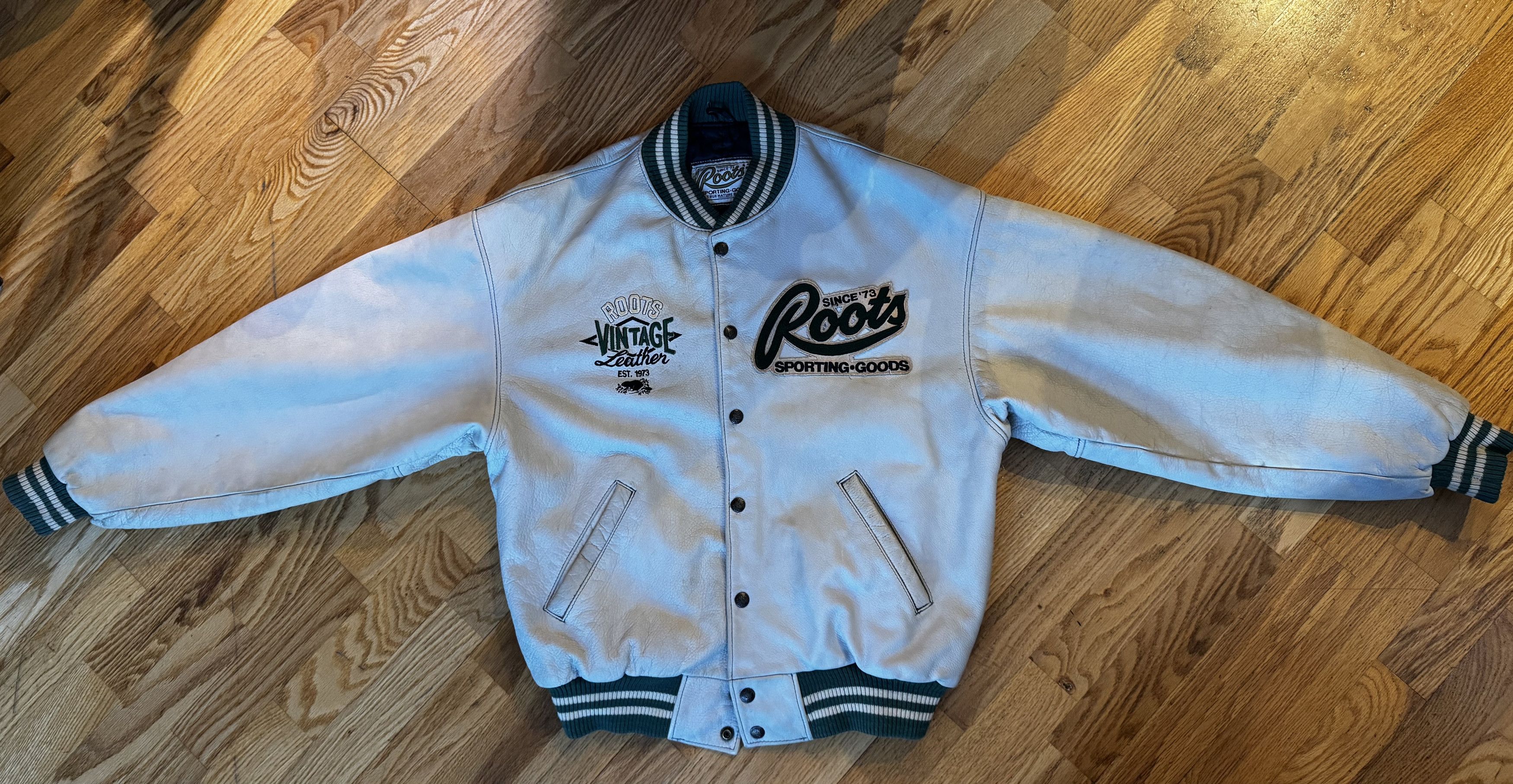 Roots Vtg Roots Varsity Leather Jacket Size US S / EU 44-46 / 1 - 1 Thumbnail