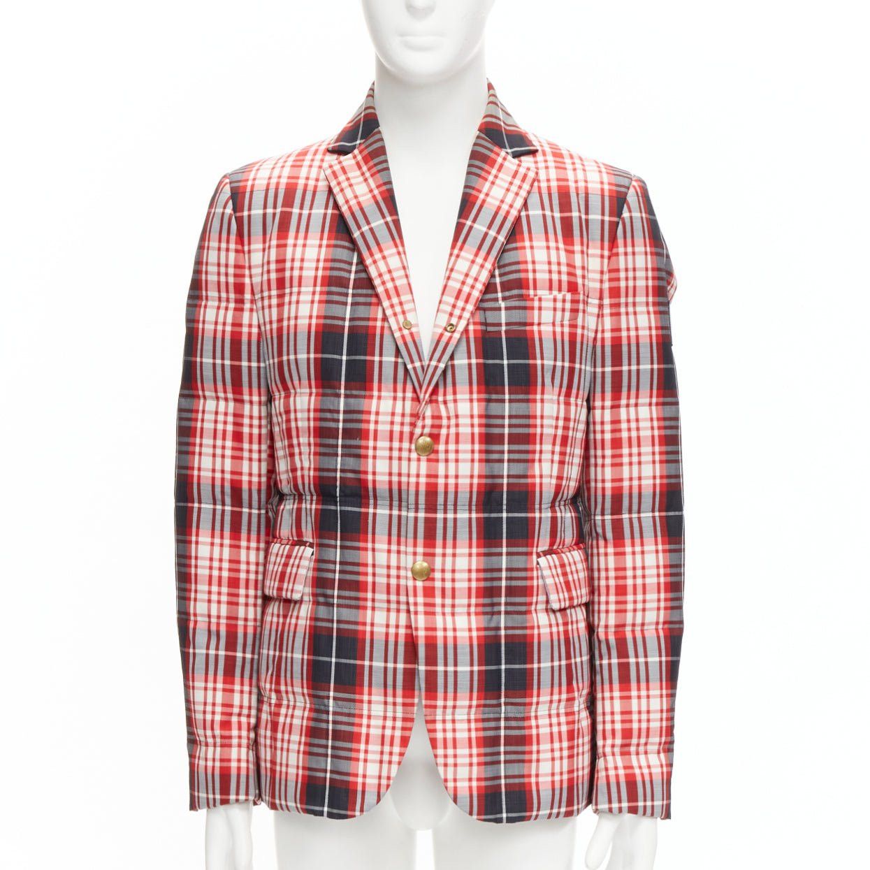Moncler MONCLER GAMME BLEU Giacca red black check down puffer blazer Sz 3 L Size US L / EU 52-54 / 3 - 1 Thumbnail