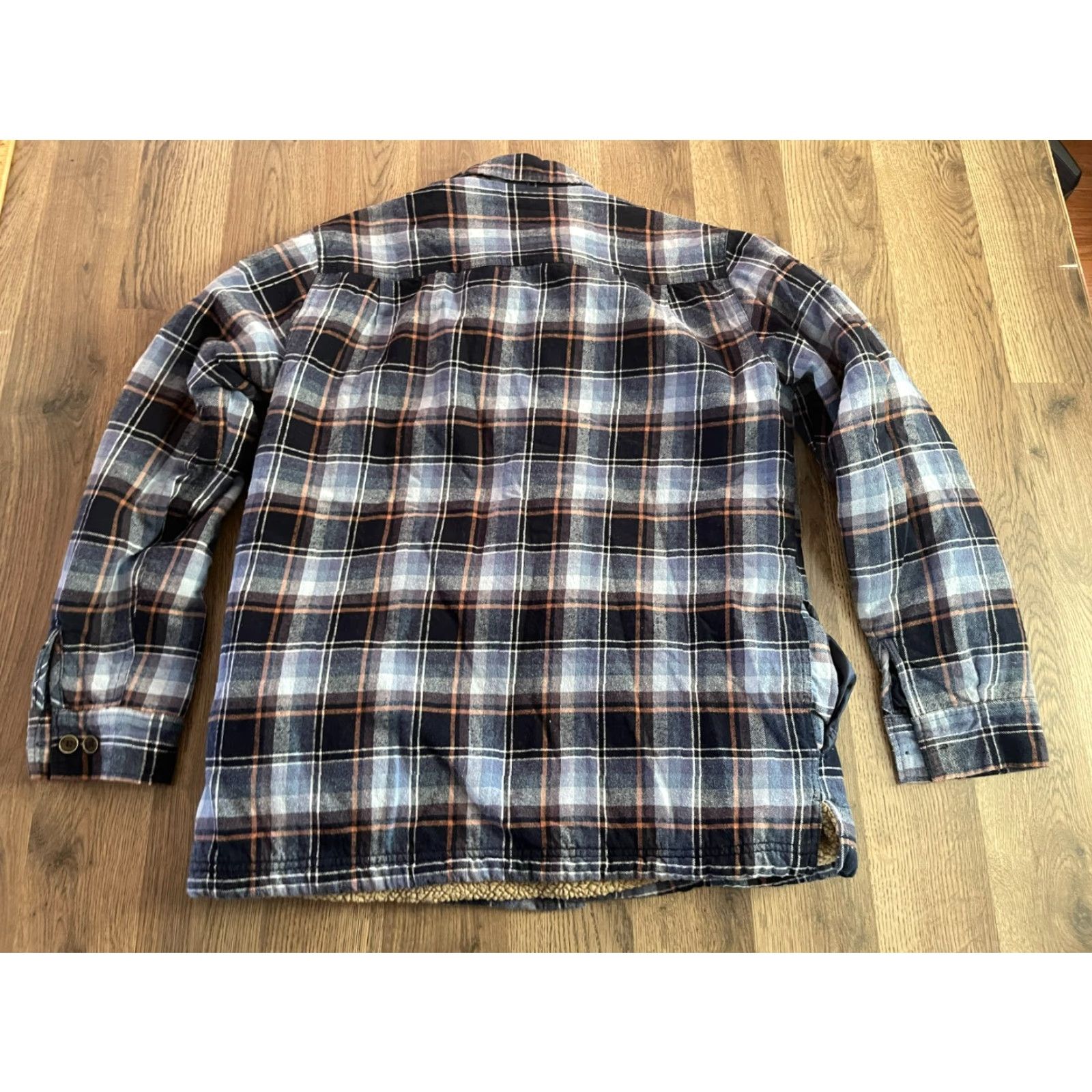 Vintage 1775 Jacket Men's Medium Blue Orange White Plaid Fleece Bomber Jacket Button Up Casual Size US M / EU 48-50 / 2 - 2 Thumbnail