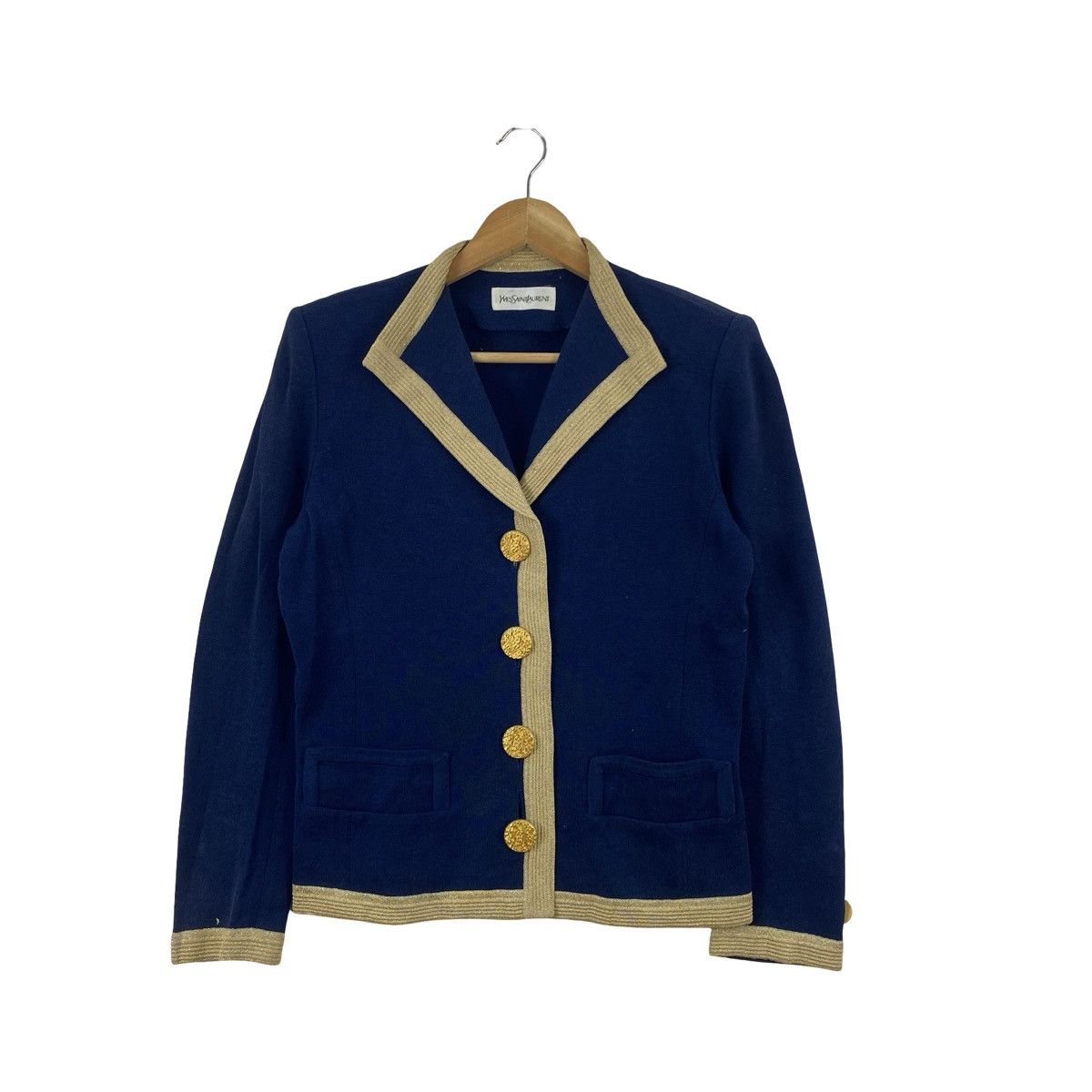 Yves Saint Laurent Vintage YVES SAINT LAURENT Trim Cropped Knit Blazer Jacket Size M / US 6-8 / IT 42-44 - 4 Thumbnail