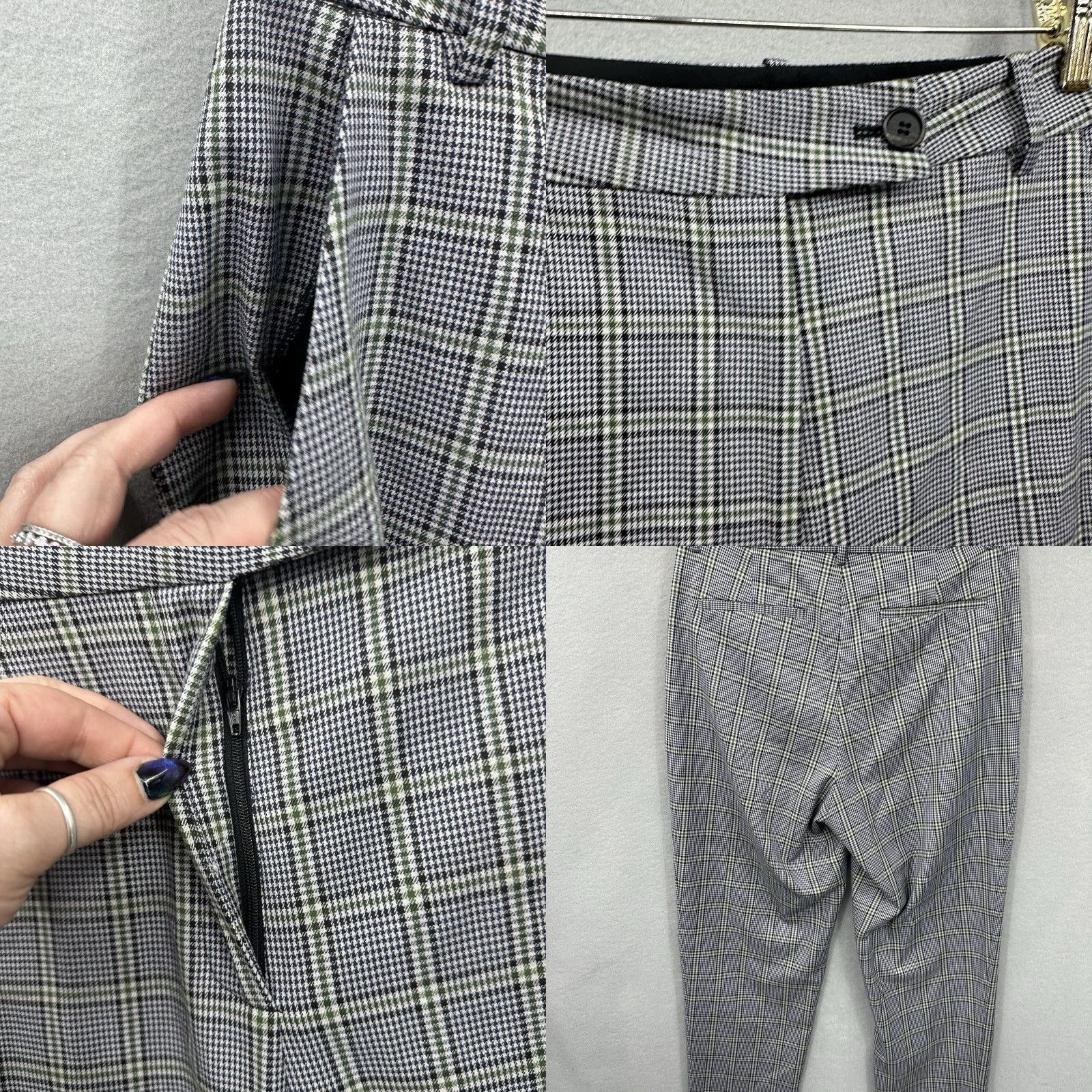 6397 6397 Pants Trousers Womens 4 Plaid Ankle Taper Brown Houndstooth Wool 96% Elastane 4% Slim Front Regular Homespun 80s 90s Hipster Women Size 27" / US 4 / IT 40 - 8 Thumbnail