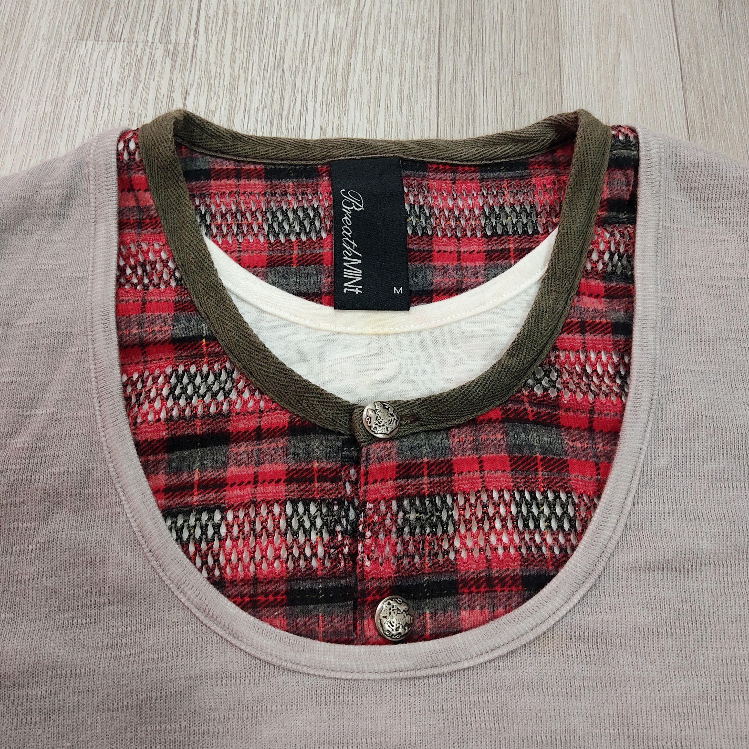 Japanese Brand BreathMINT Number(N)ine Aesthetic Grunge Plaid Layered Tee Size US S / EU 44-46 / 1 - 5 Thumbnail