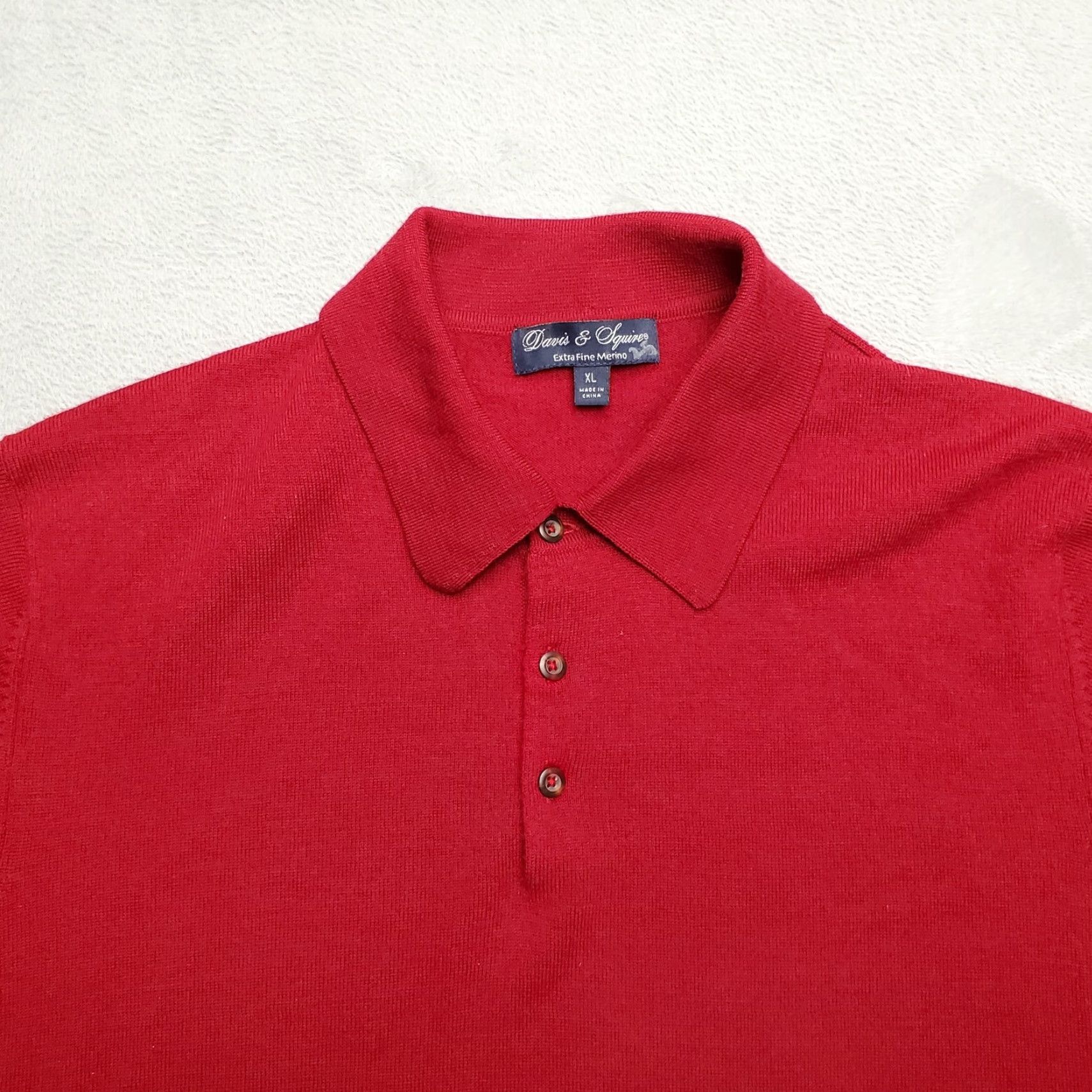 Vintage Davis & Squire Sweater Men XL Red 100% Extra Fine Merino Wool Long Sleeve Casual Pullover Knit Button Solid MENS Size US XL / EU 56 / 4 - 2 Thumbnail