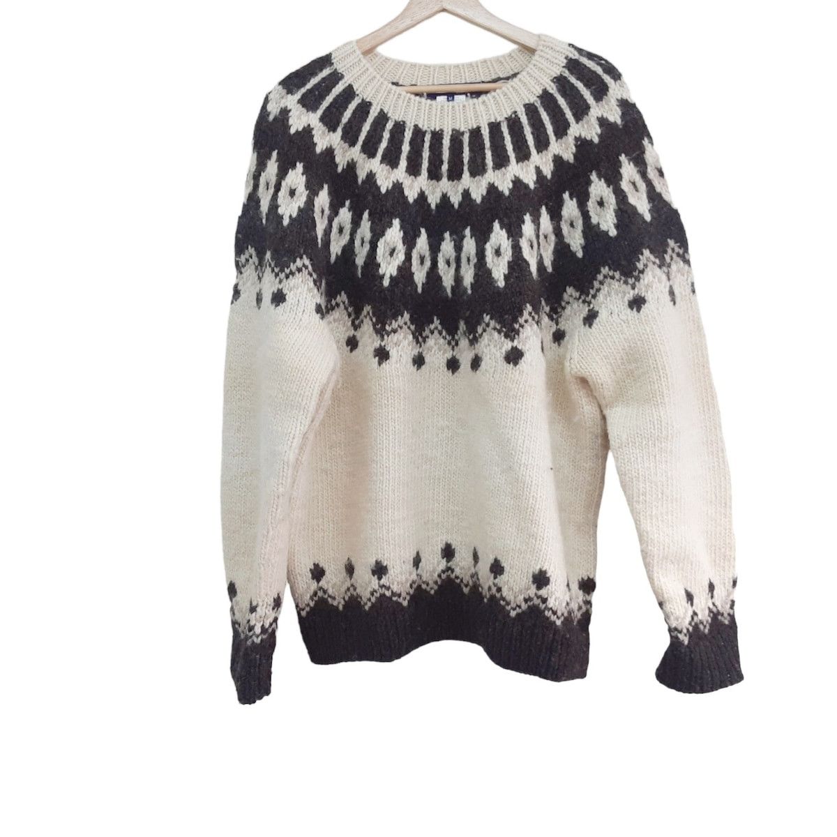 Comme des Garcons Sweater Wool Knitted Design Long Sleeve Ivory Size US M / EU 48-50 / 2 - 1 Thumbnail