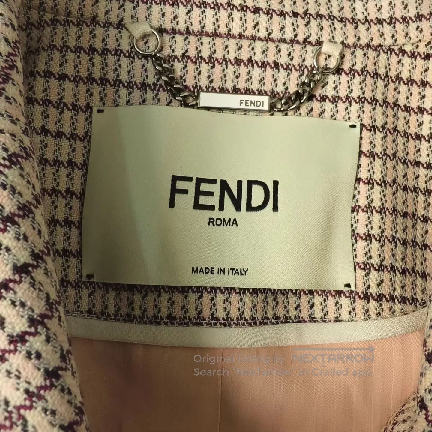 Fendi FENDI Pink Houndstooth Belted Blazer| Size XS / US 0-2 / IT 36-38 - 4 Thumbnail