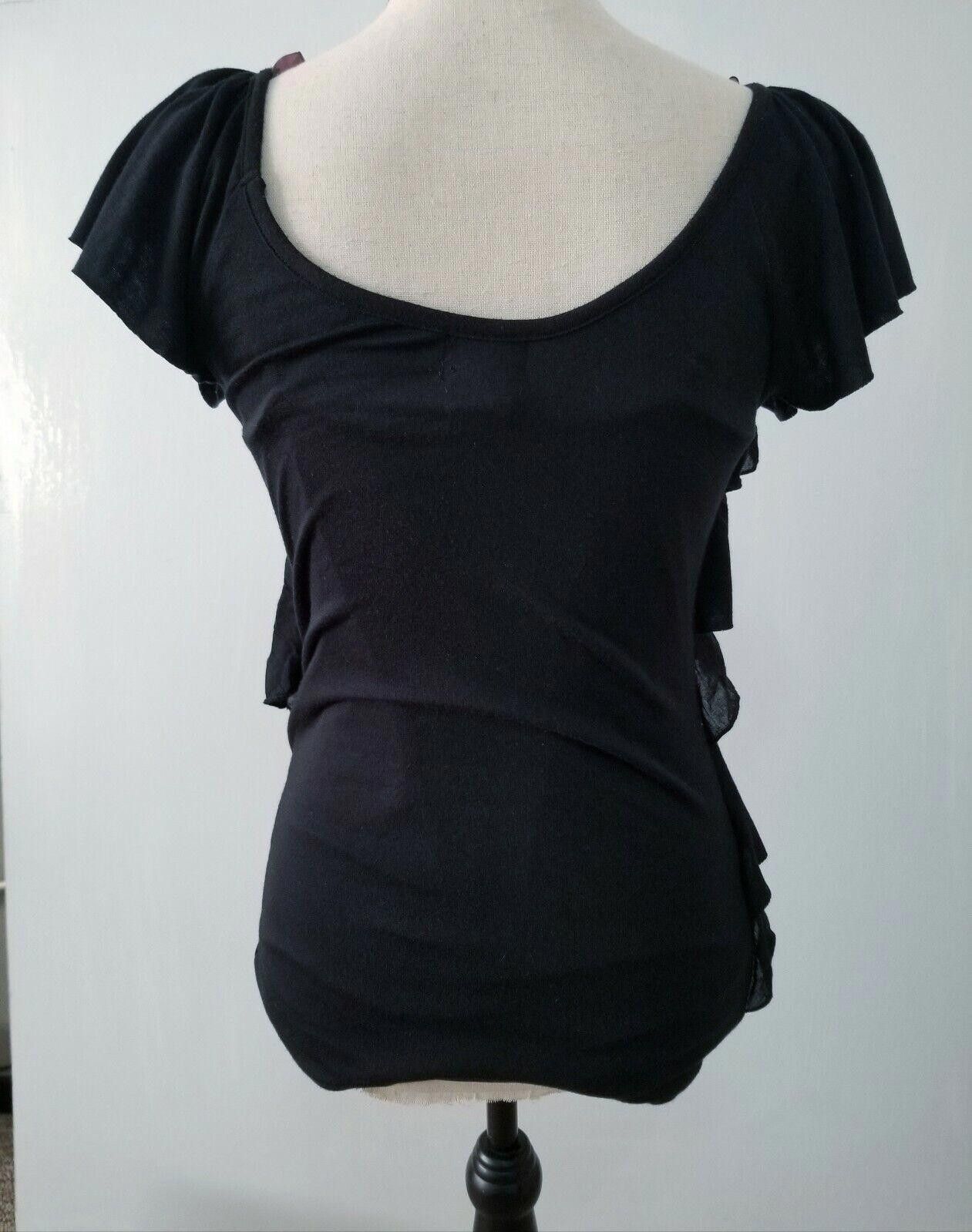 Designer Eyelash couture top Size Small Black Ruffled Stretchy Shirt Size S / US 4 / IT 40 - 2 Thumbnail