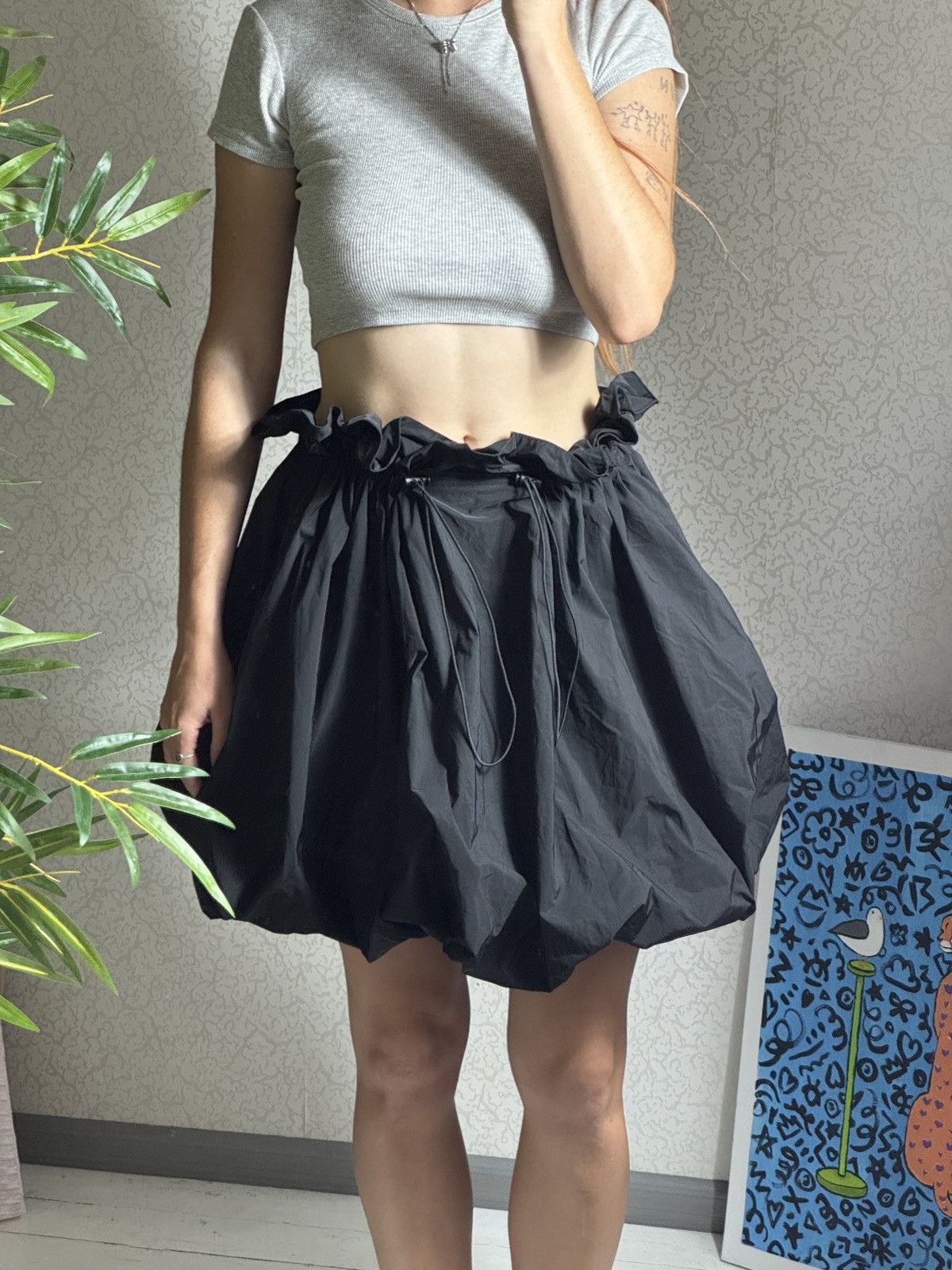 Other AVANT GARDE 2000s BALLOON DRAWSTRING MINI SKIRT Size 32" / US 10 / IT 46 - 6 Thumbnail