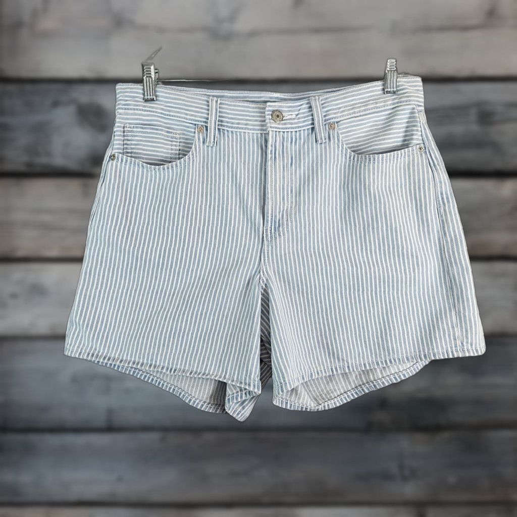 Old Navy Old Navy Womens Baggy Denim Shorts Sz 8 Blue White Stripe High Rise Denim Shorts Women 8 Blue Stripe Baggy Built-in Pockets Summer Spring Mens? Womens Size 30" / US 8 / IT 44 - 1 Thumbnail