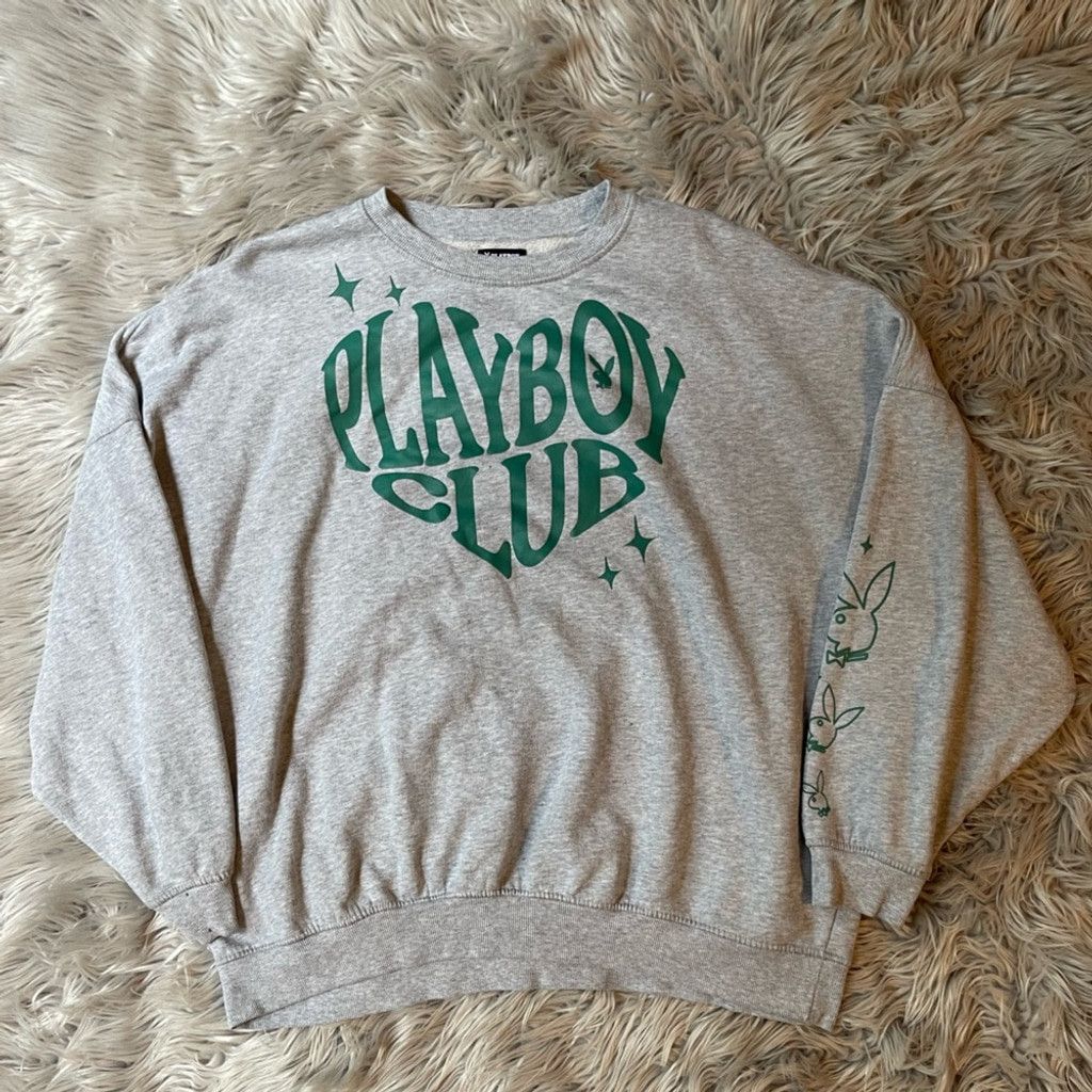 Playboy club heart shaped PacSun Gray Sweatshirt size XL
