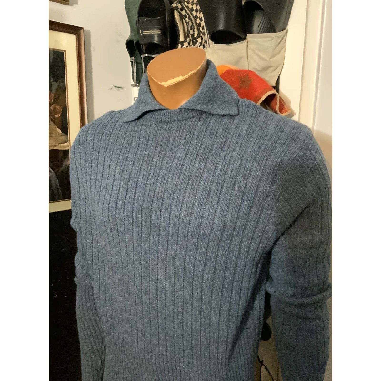 Vintage VINTAGE 60s 70s Glen Dee Wool Blend Knit Fisherman Collared Pullover Sweater LG Size US L / EU 52-54 / 3 - 8 Thumbnail