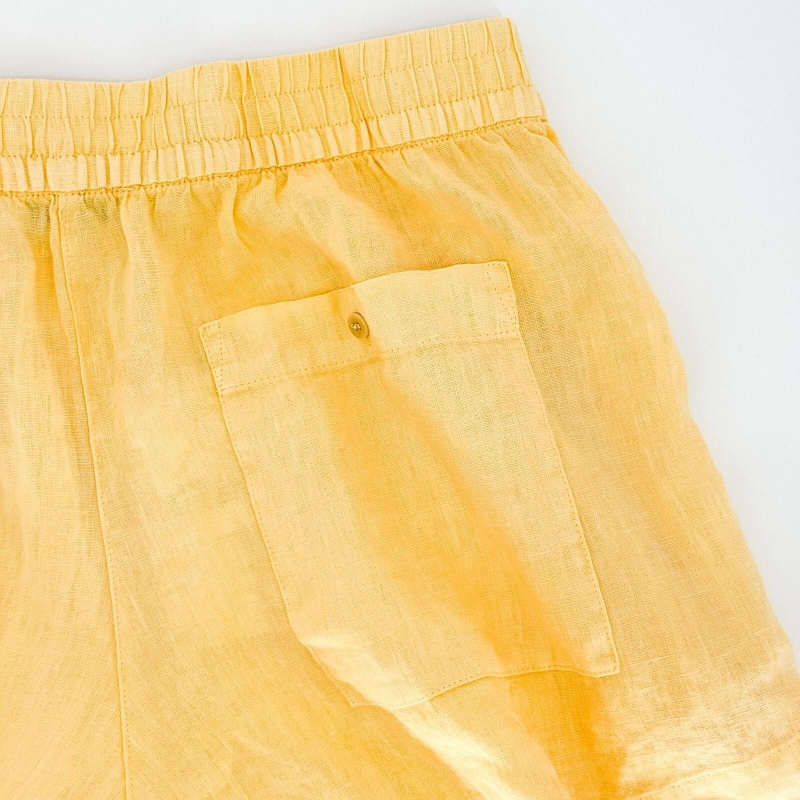 Zara Zara Shorts Women's Large Yellow Linen Cotton Blend NWT Size 36" / US 14 / IT 50 - 4 Thumbnail
