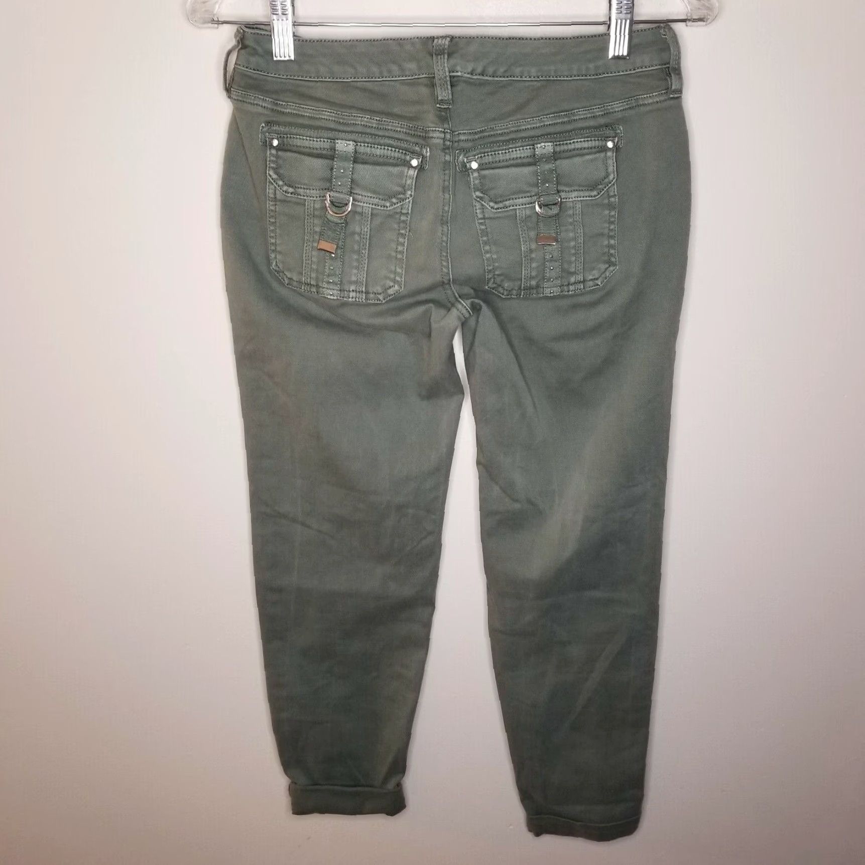 White House Black Market White House Black Market Green Bedazzled Straight Jeans Women's Size 00 Regular Size 24" / US 00 / IT 34 - 4 Thumbnail