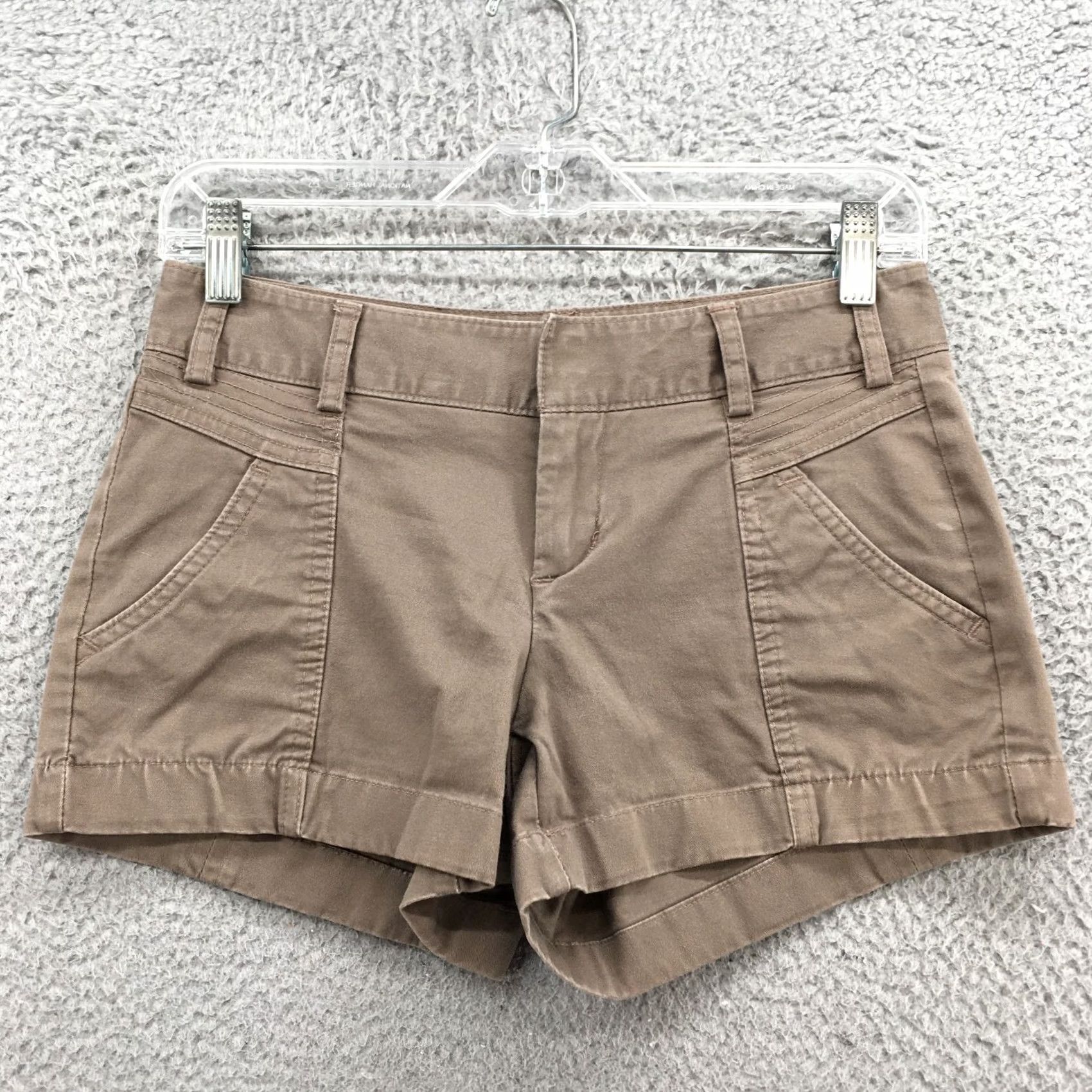 Banana Republic Banana Republic Utility Shorts Womens 0P Brown Cotton Blend Zip Casual Pockets Modern Rise 6.5-8.5in Inseam 3in Petite Boys/Girls Mens Womens Size 25" / US 0 / IT 36 - 2 Thumbnail