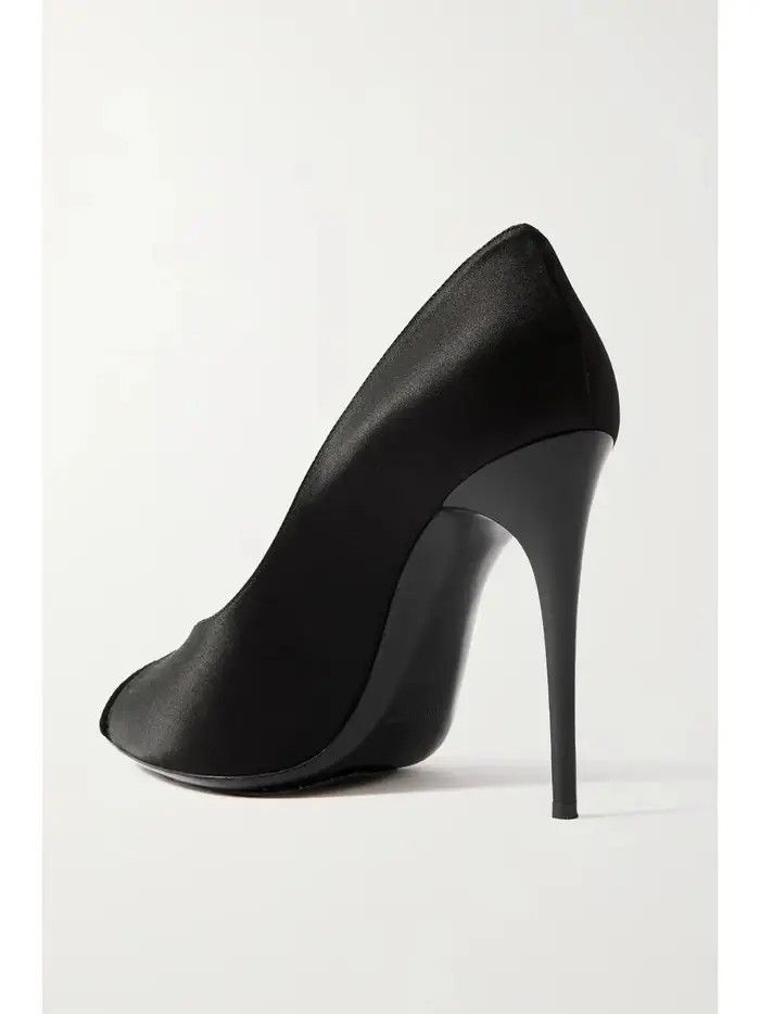 Saint Laurent Paris o1b1hav110325 Alix Silk Satin Rhinestones Pumps in Black Size US 5 / IT 35 - 3 Thumbnail