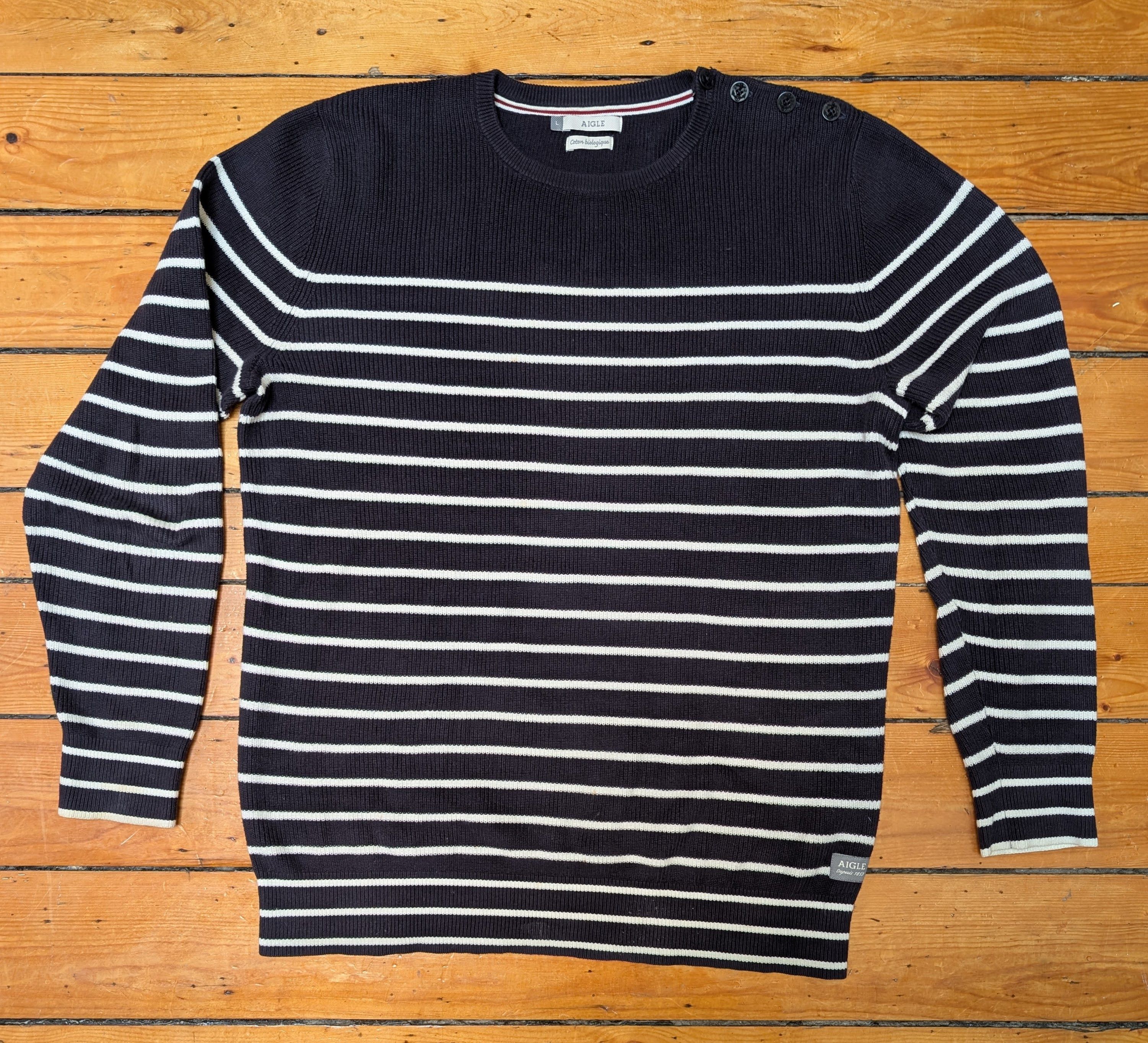 Aigle Aigle Classic Breton Stripe Organic Cotton Sweater Size US L / EU 52-54 / 3 - 1 Thumbnail