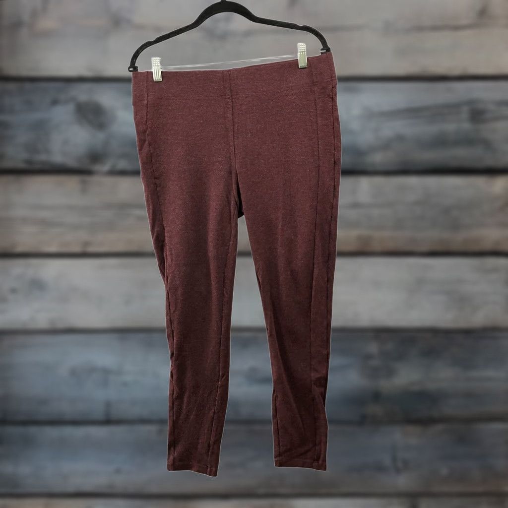 Loft LOFT Ann Taylor Leggings Womens L Wine Red Burgundy Knit Lounge Pull On Ankle 25in Inseam Elastic Waist Comfort Boyfriends? Size 36" / US 14 / IT 50 - 1 Thumbnail