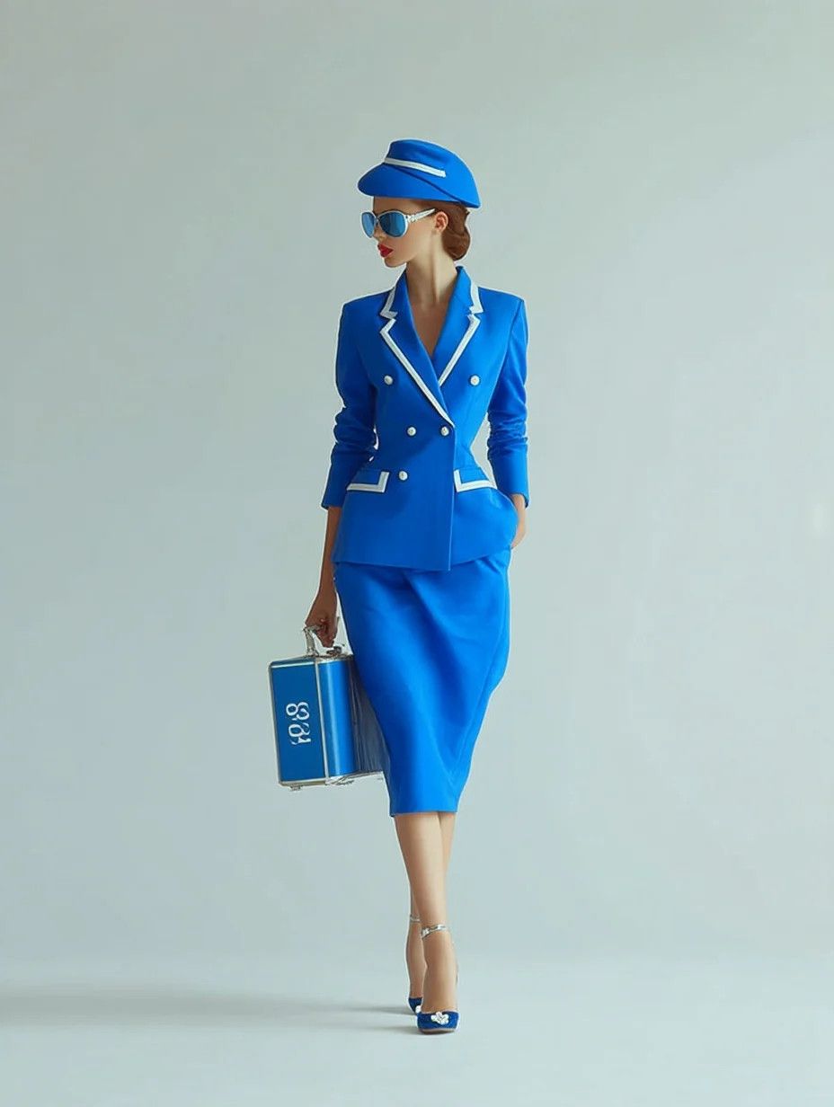 Vintage Vintage Women M Suit Blue Marine Jacket Skirt 8302 Size M / US 6-8 / IT 42-44 - 1 Thumbnail