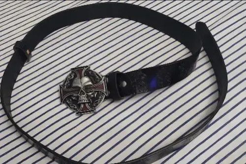 Other Skull Leather Belt Size ONE SIZE - 3 Thumbnail