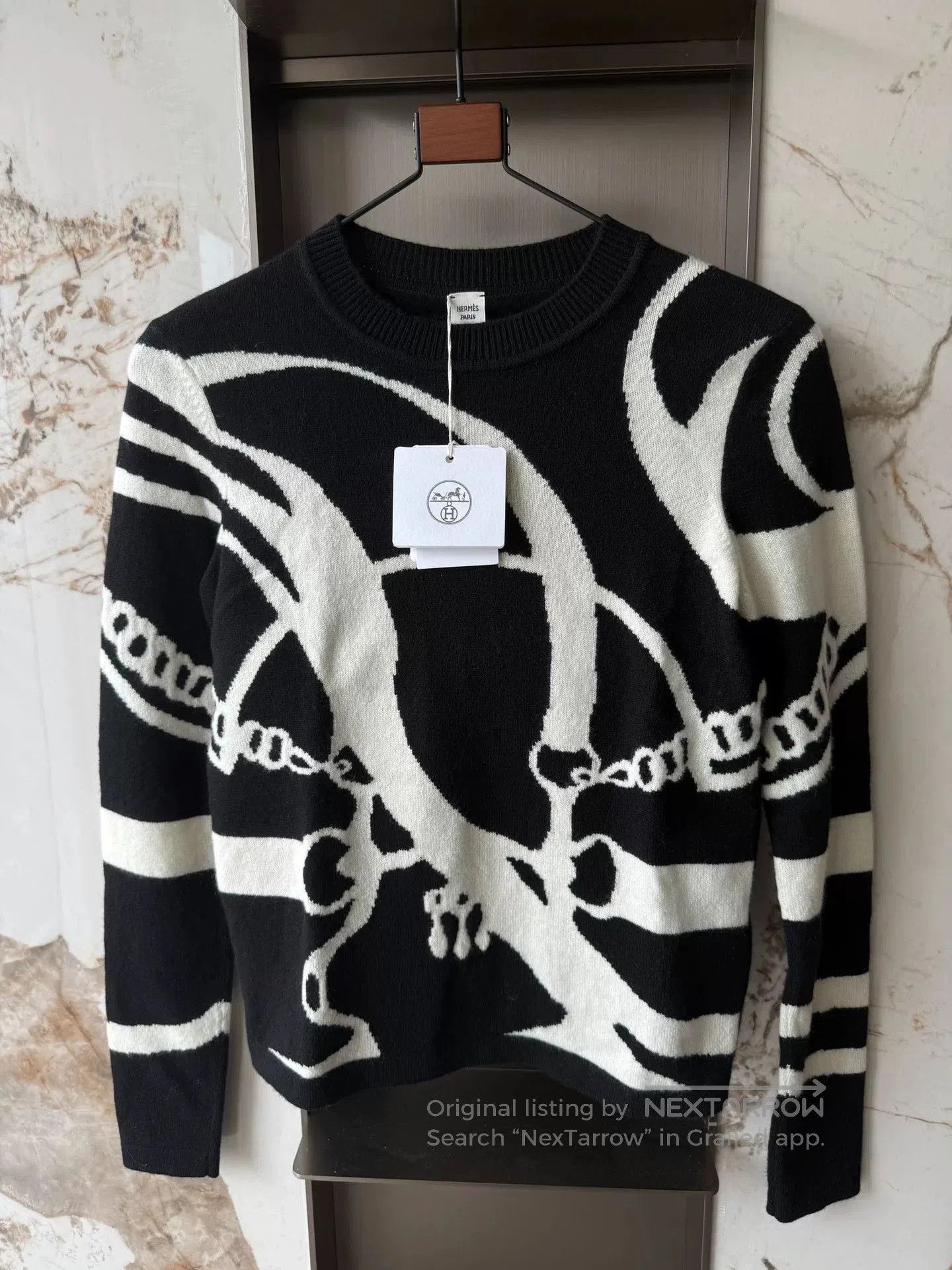Hermes Hermes Black White Chain Knit Sweater. Size US S / EU 44-46 / 1 - 1 Thumbnail