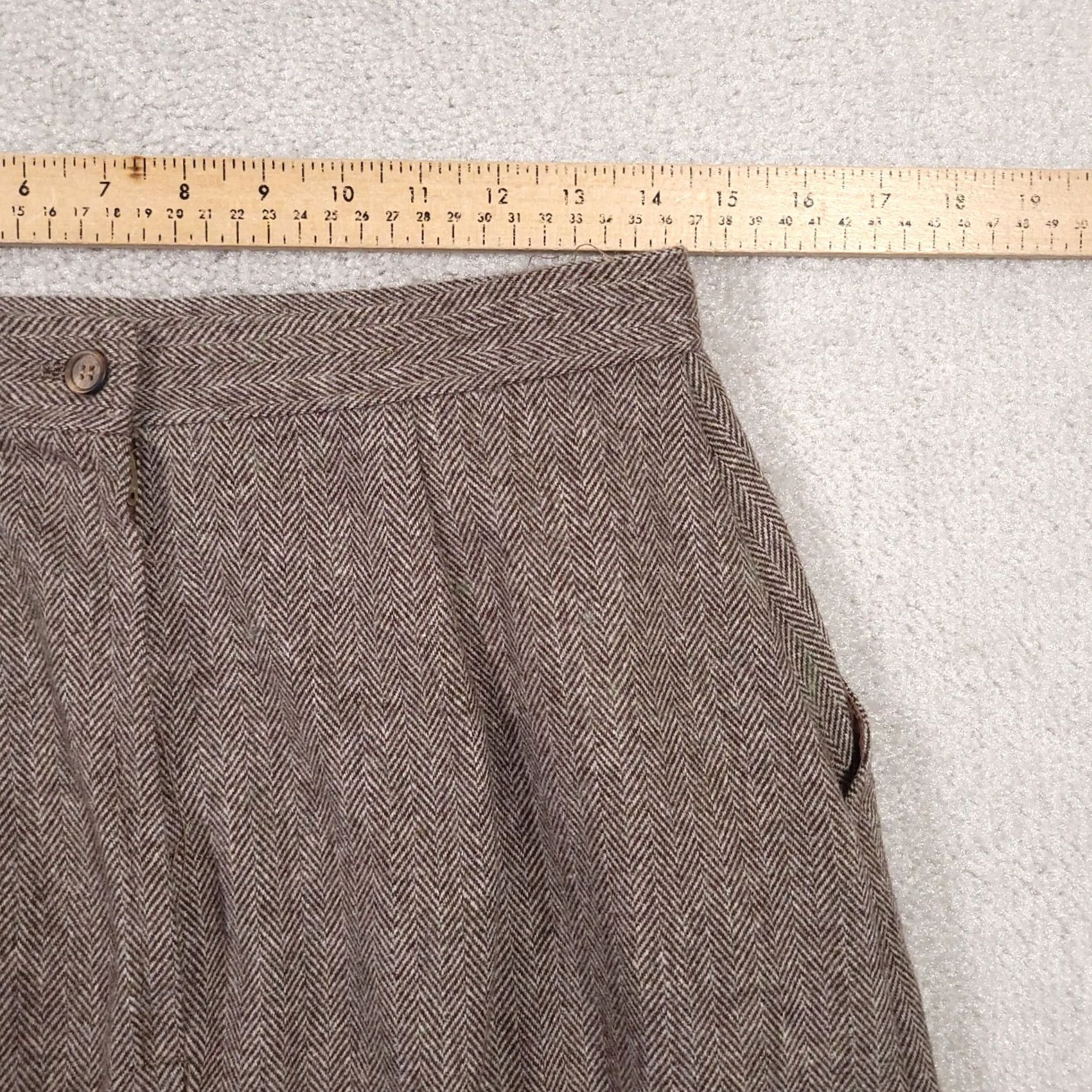 Vintage VINTAGE Isaac Hazan Skirt Midi Women's Brown Knit Pockets Union USA 14P Wool Blend Size 36" / US 14 / IT 50 - 6 Thumbnail