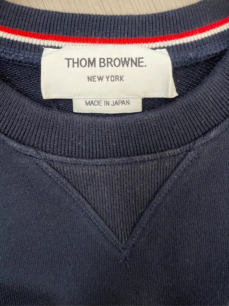 Thom Browne Thom browne Dark blue four-striped round-neck sweatshirt 25 Size US XS / EU 42 / 0 - 6 Thumbnail