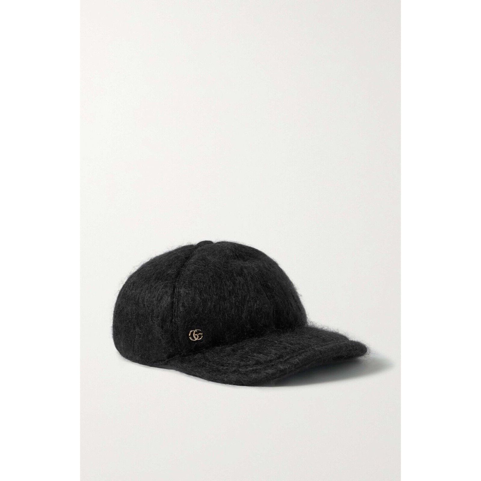 NWT GUCCI MOHAIR-BLEND BASEBALL CAP SZ M BLACK 100% Authenti
